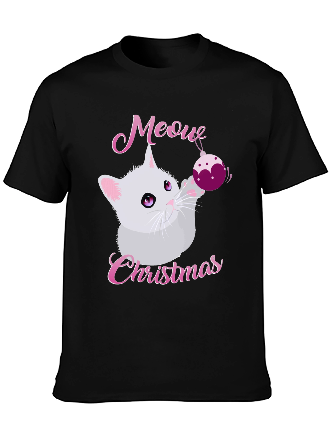 Meow Christmas Graphic Tee - Holiday Kitten Shirt