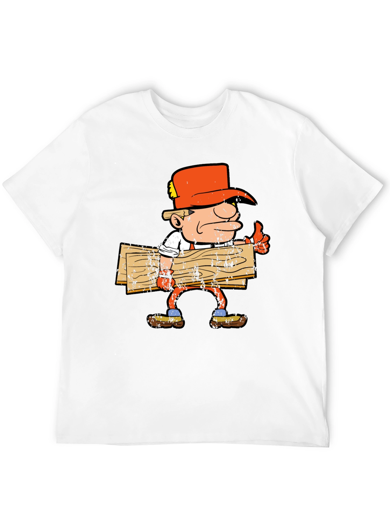 Cartoon Lumberjack Graphic Tee - Black Cotton Shirt