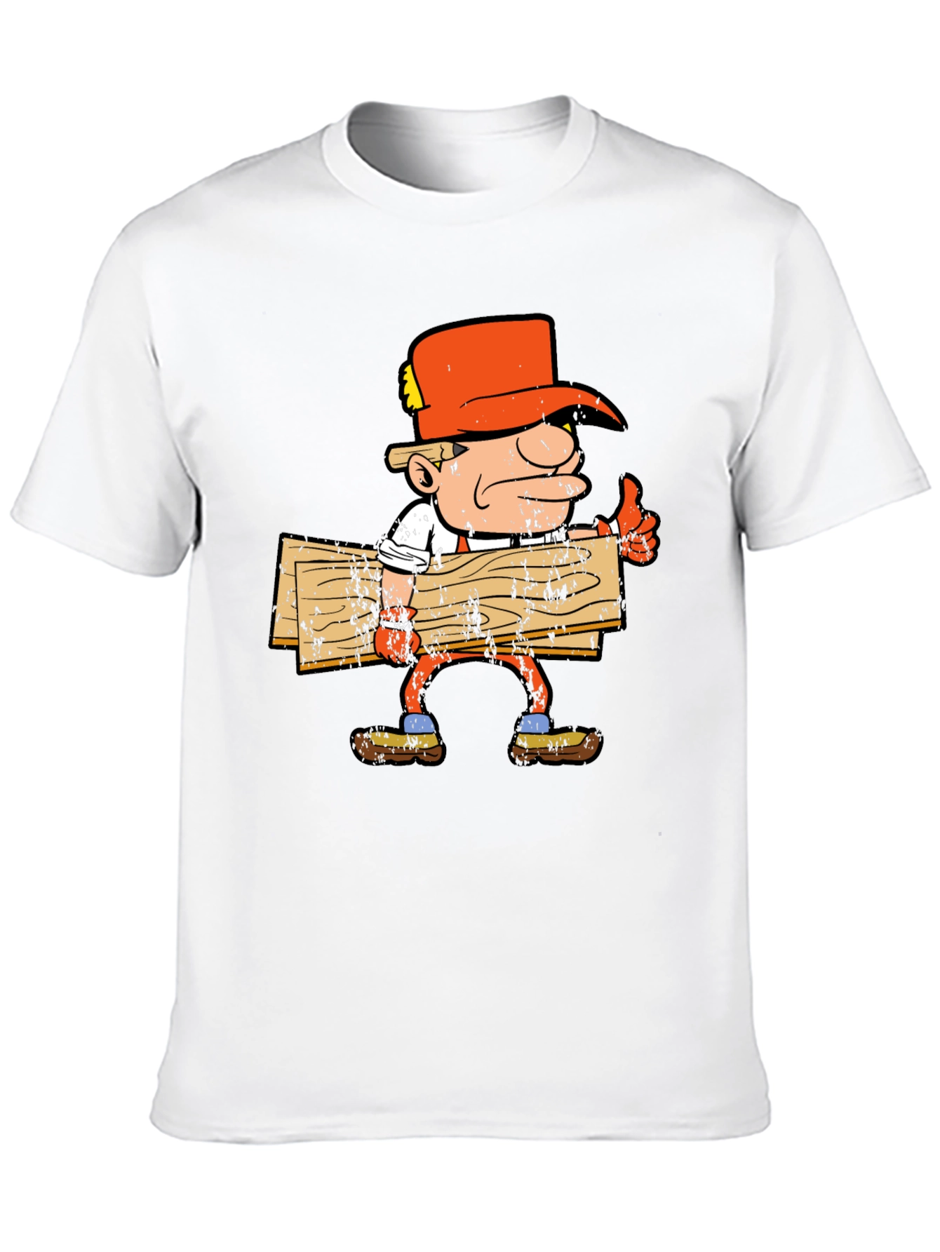 Cartoon Lumberjack Graphic Tee - Black Cotton Shirt