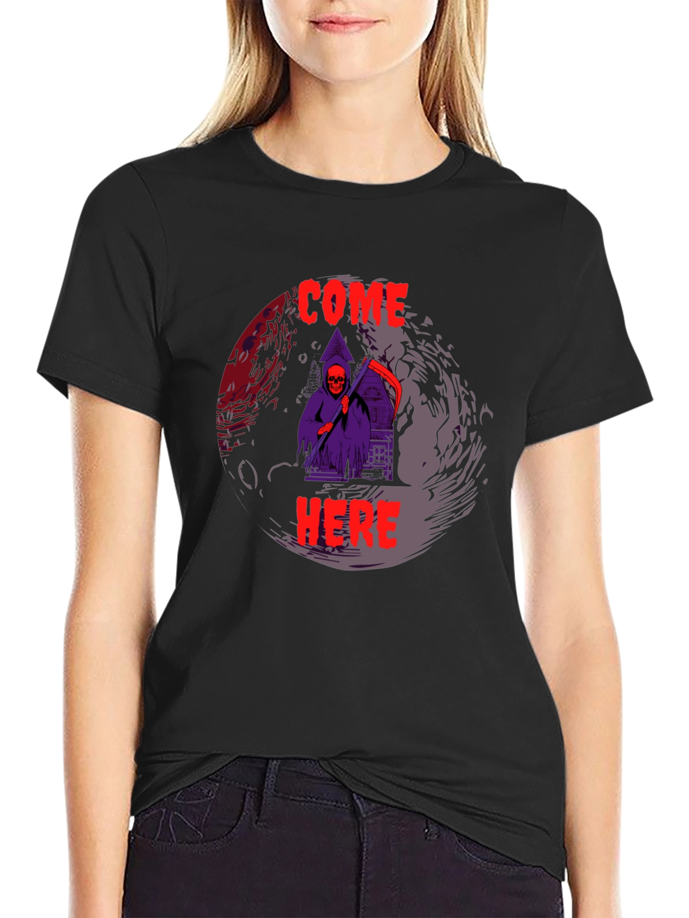 Grim Reaper Graphic Tee - Come Here T-Shirt