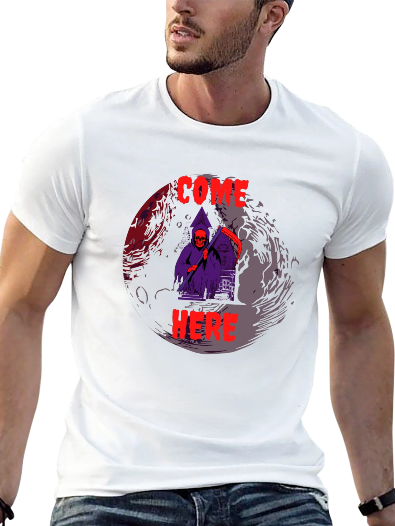 Grim Reaper Graphic Tee - Come Here T-Shirt