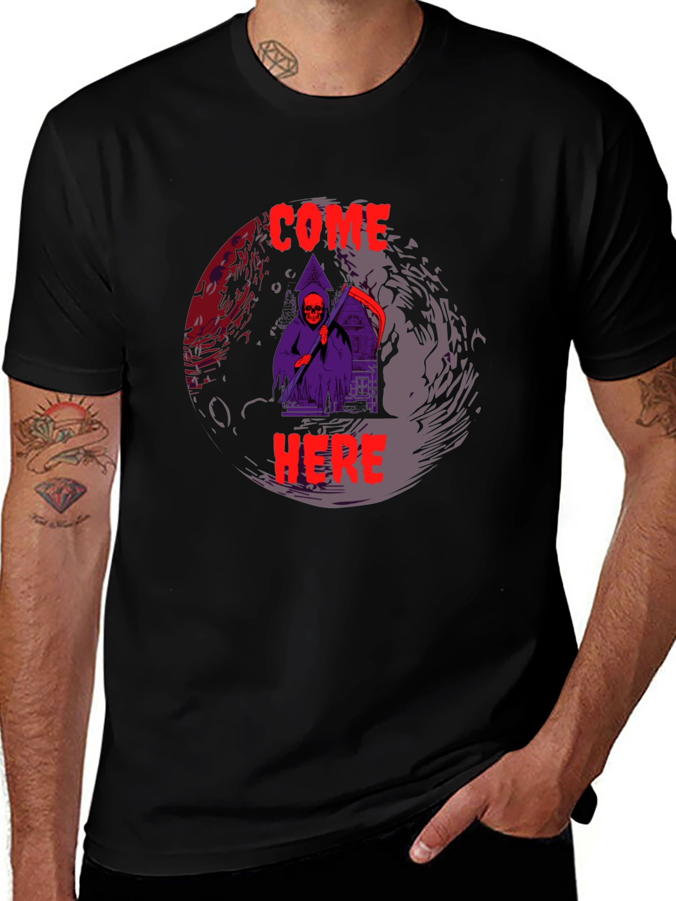 Grim Reaper Graphic Tee - Come Here T-Shirt