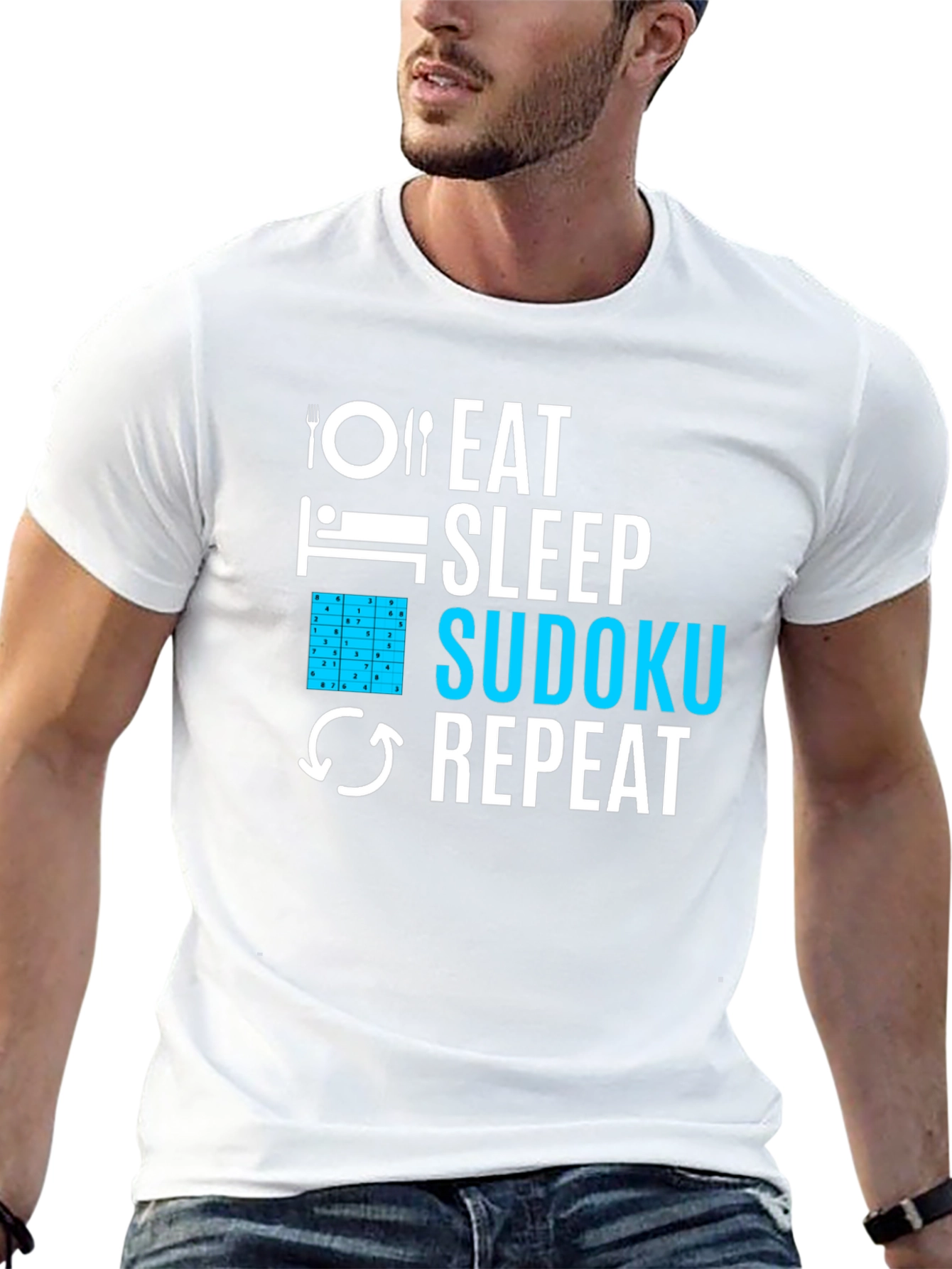 Eat Sleep Sudoku Repeat Graphic T-Shirt