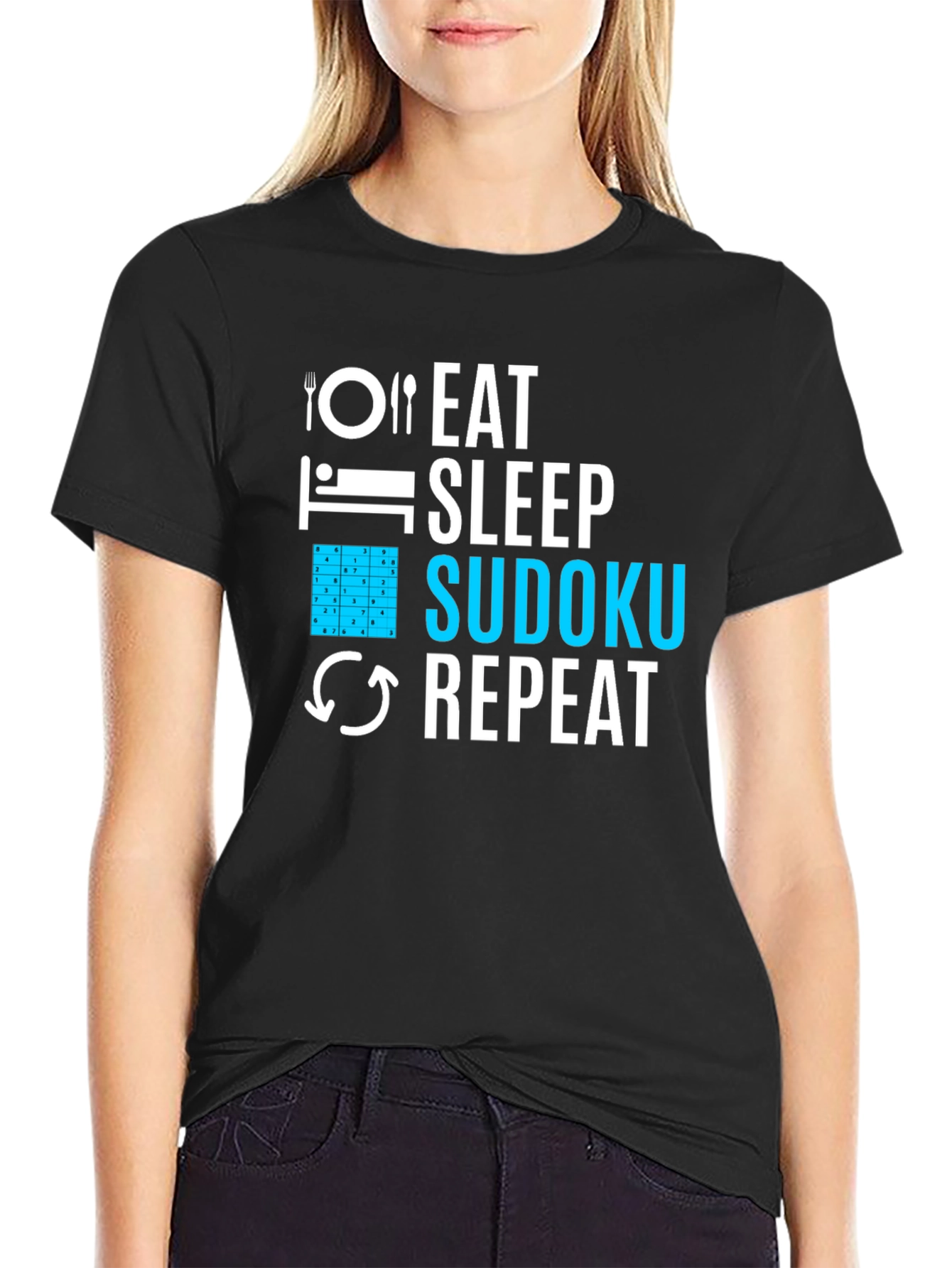 Eat Sleep Sudoku Repeat Graphic T-Shirt