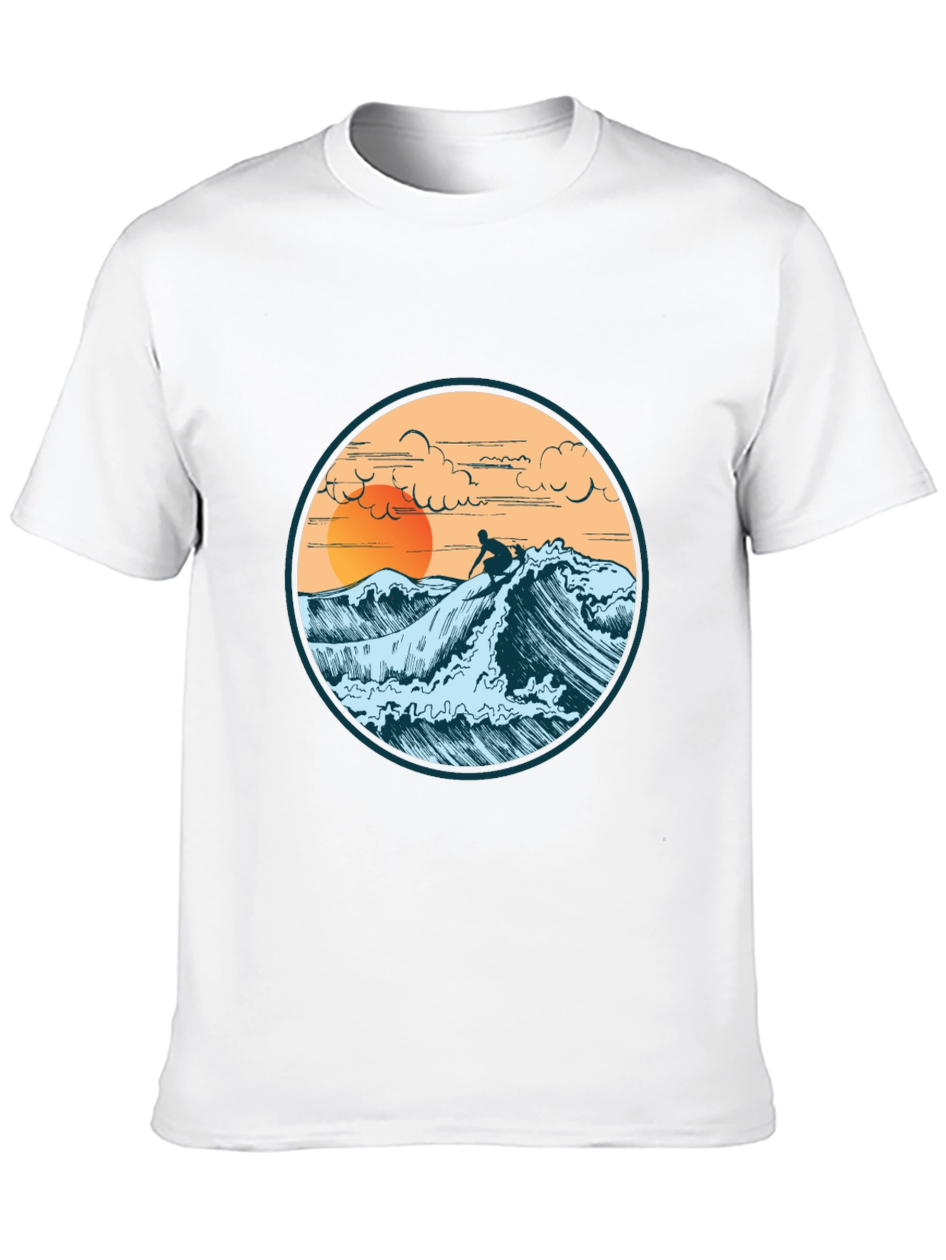 Surfer Graphic Tee - Sunset Wave Design