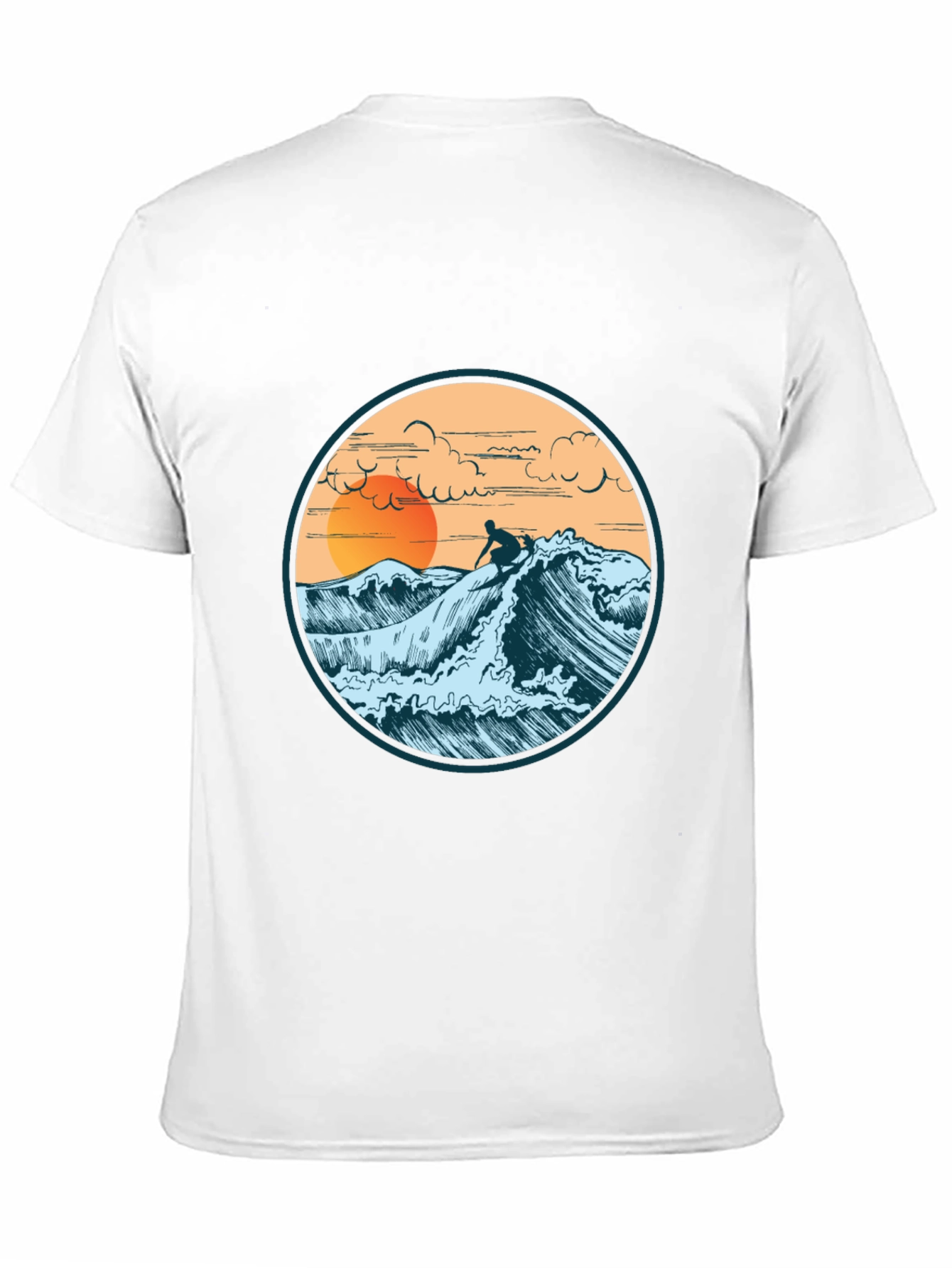 Surfer Graphic Tee - Sunset Wave Design