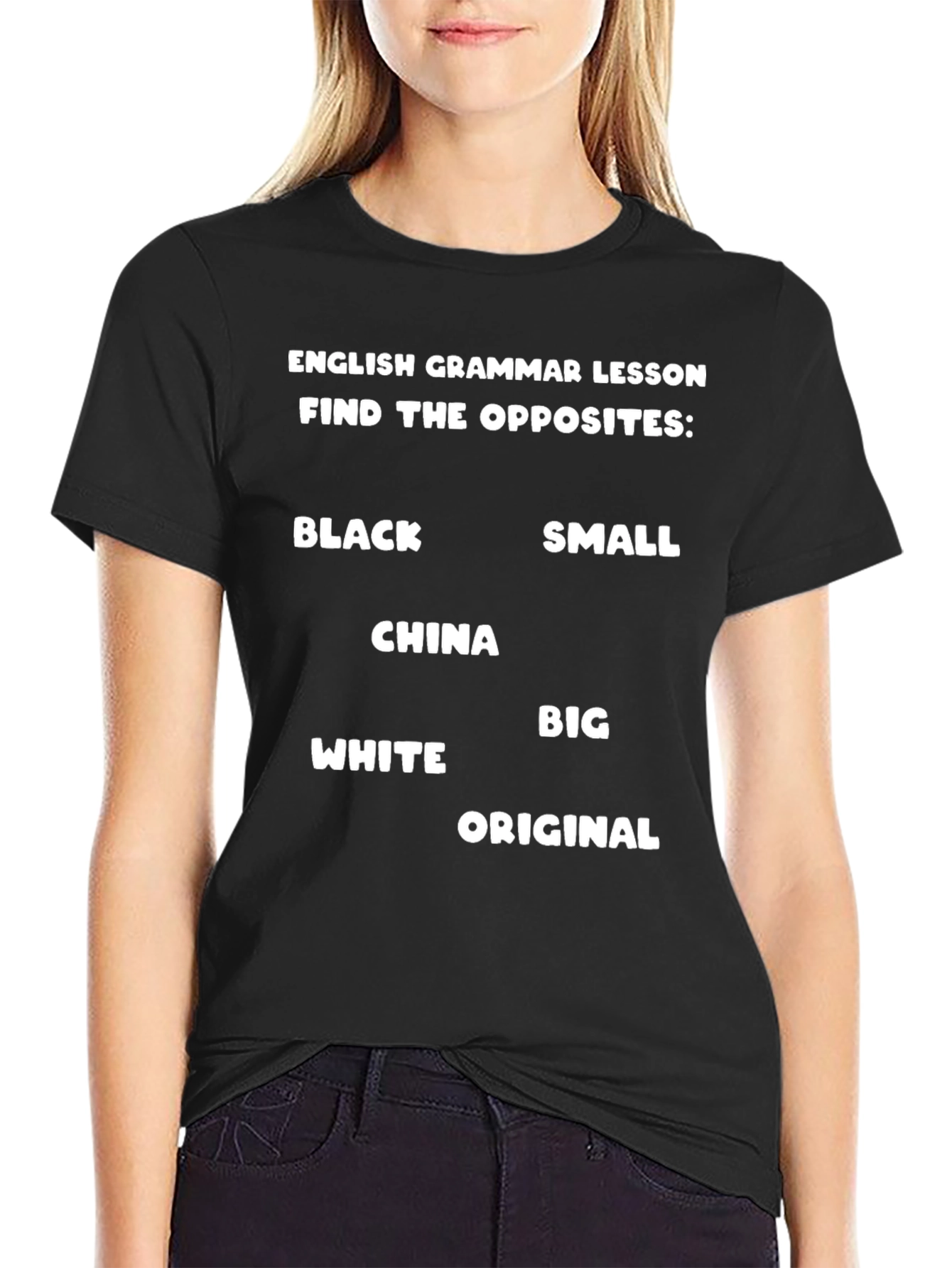 English Grammar Lesson Find The Opposites Black T-Shirt