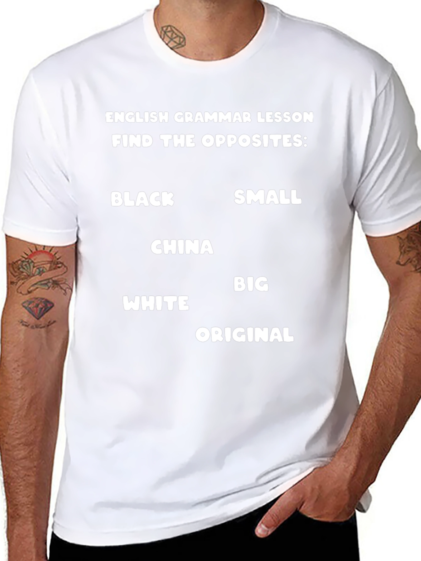 English Grammar Lesson Find The Opposites Black T-Shirt