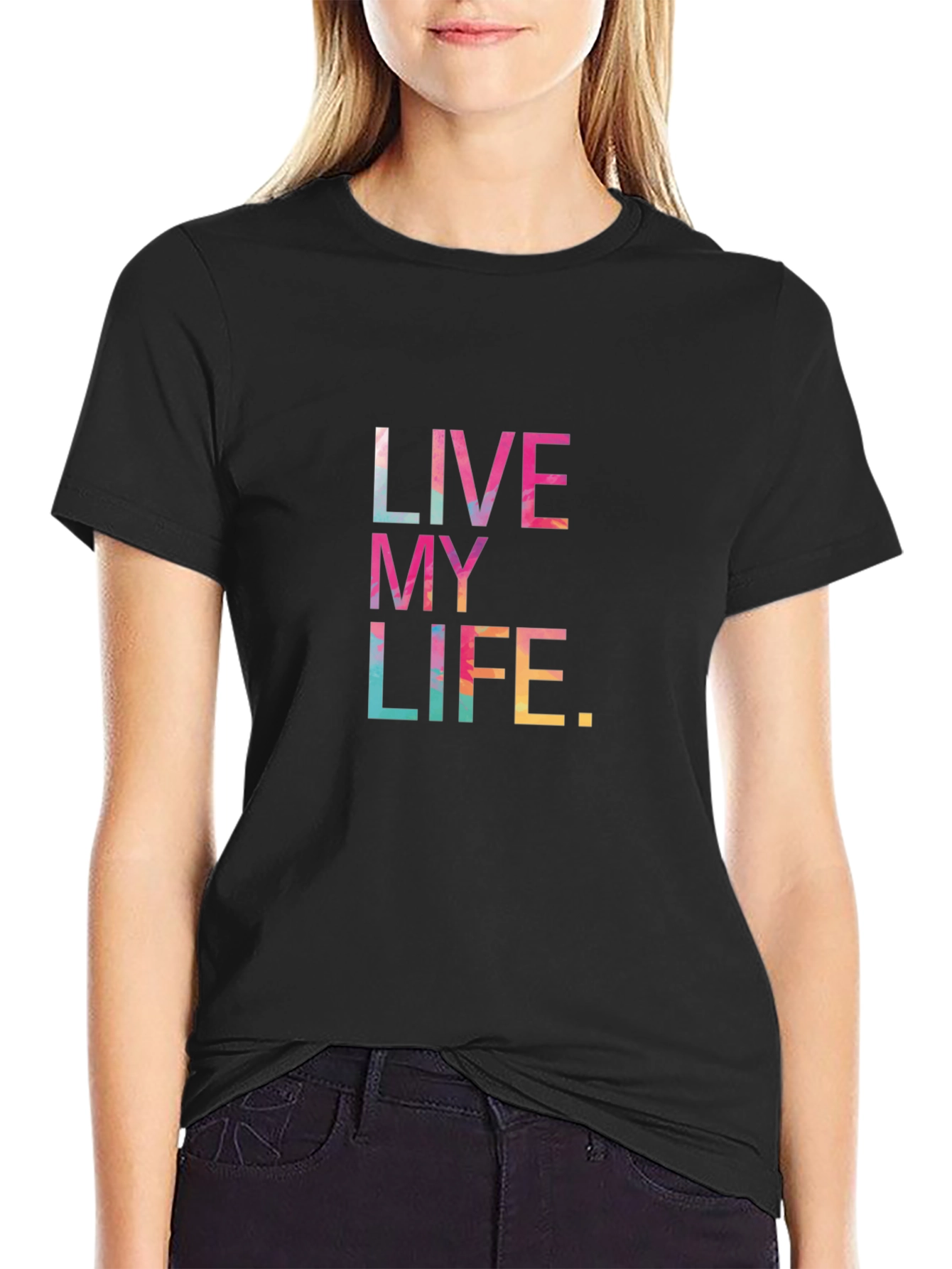 Live My Life Graphic Tee - Mens Black T-Shirt