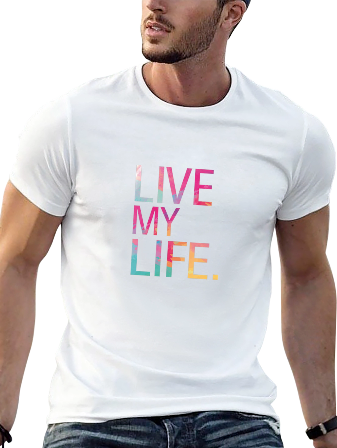 Live My Life Graphic Tee - Mens Black T-Shirt