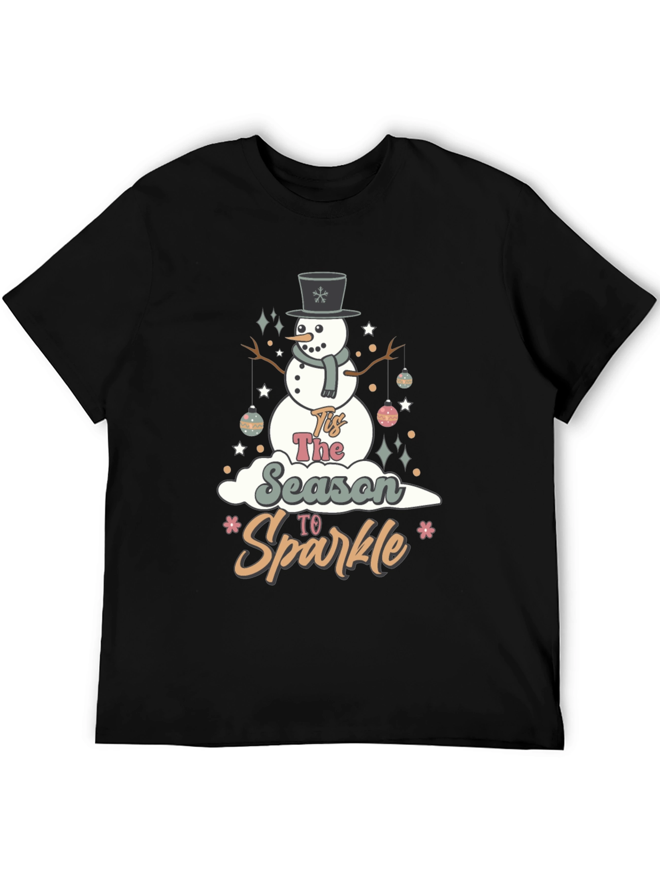 Festive Tis The Season To Sparkle Snowman Graphic Tee
