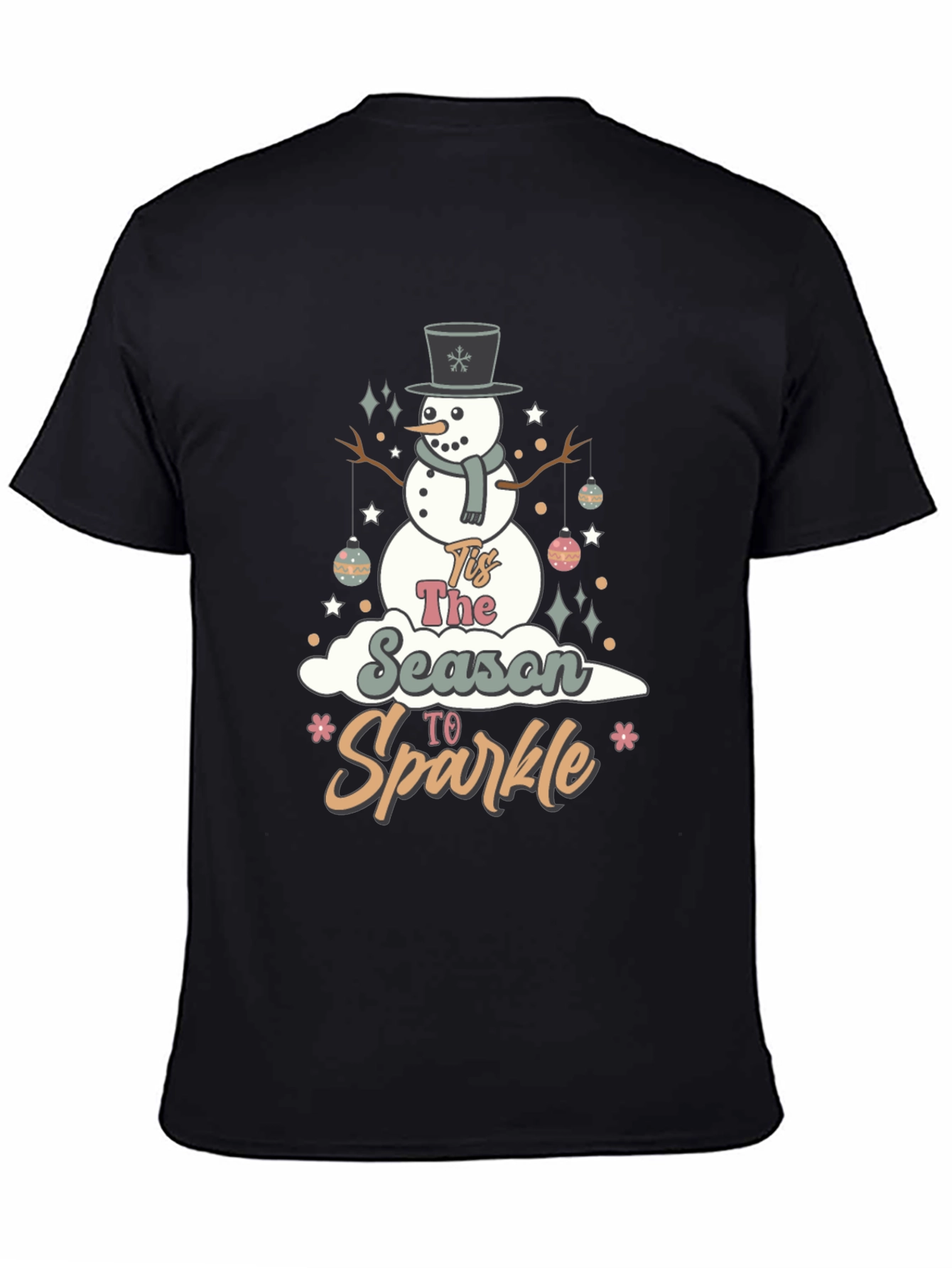 Festive Tis The Season To Sparkle Snowman Graphic Tee