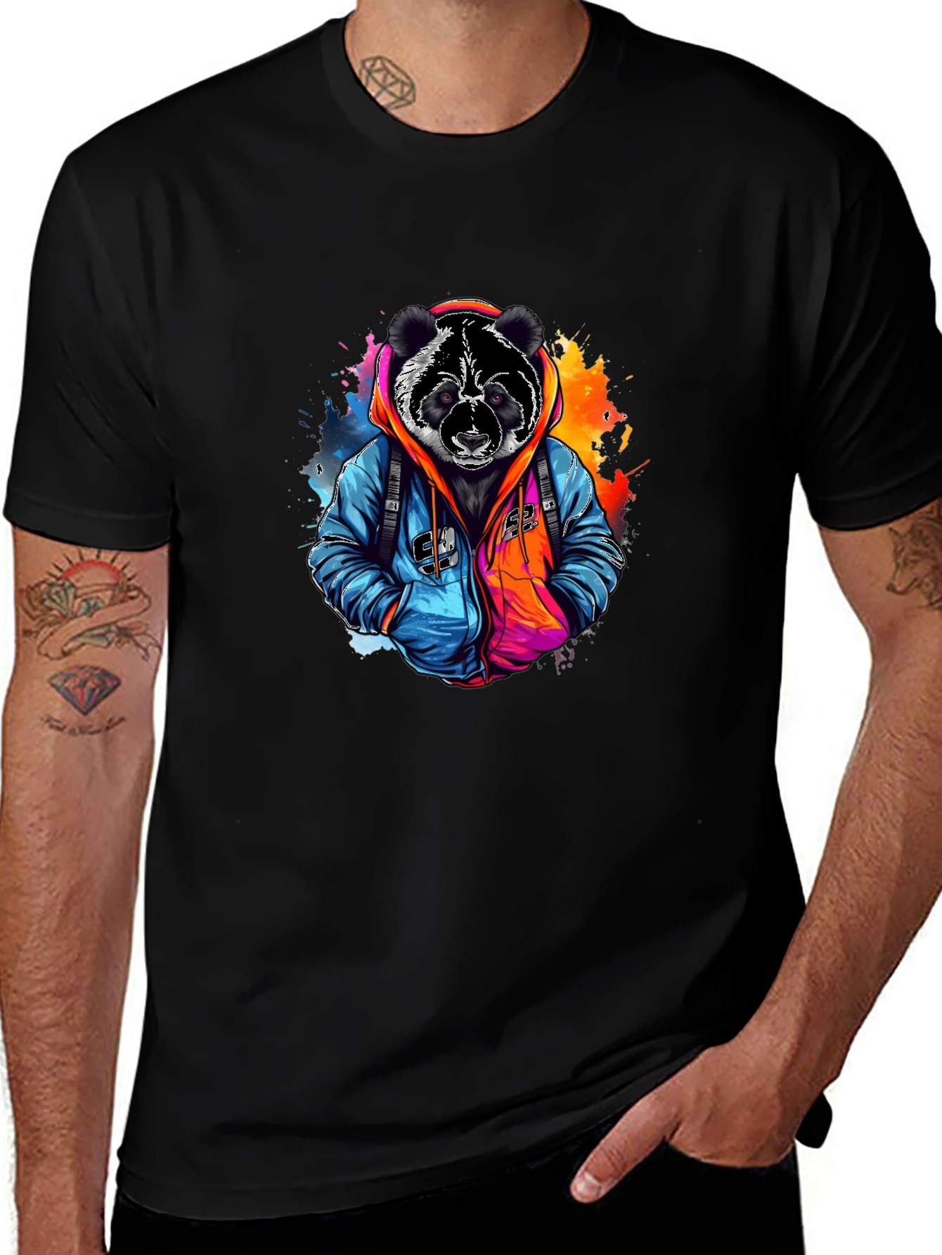 Cool Panda Graphic Tee - Black