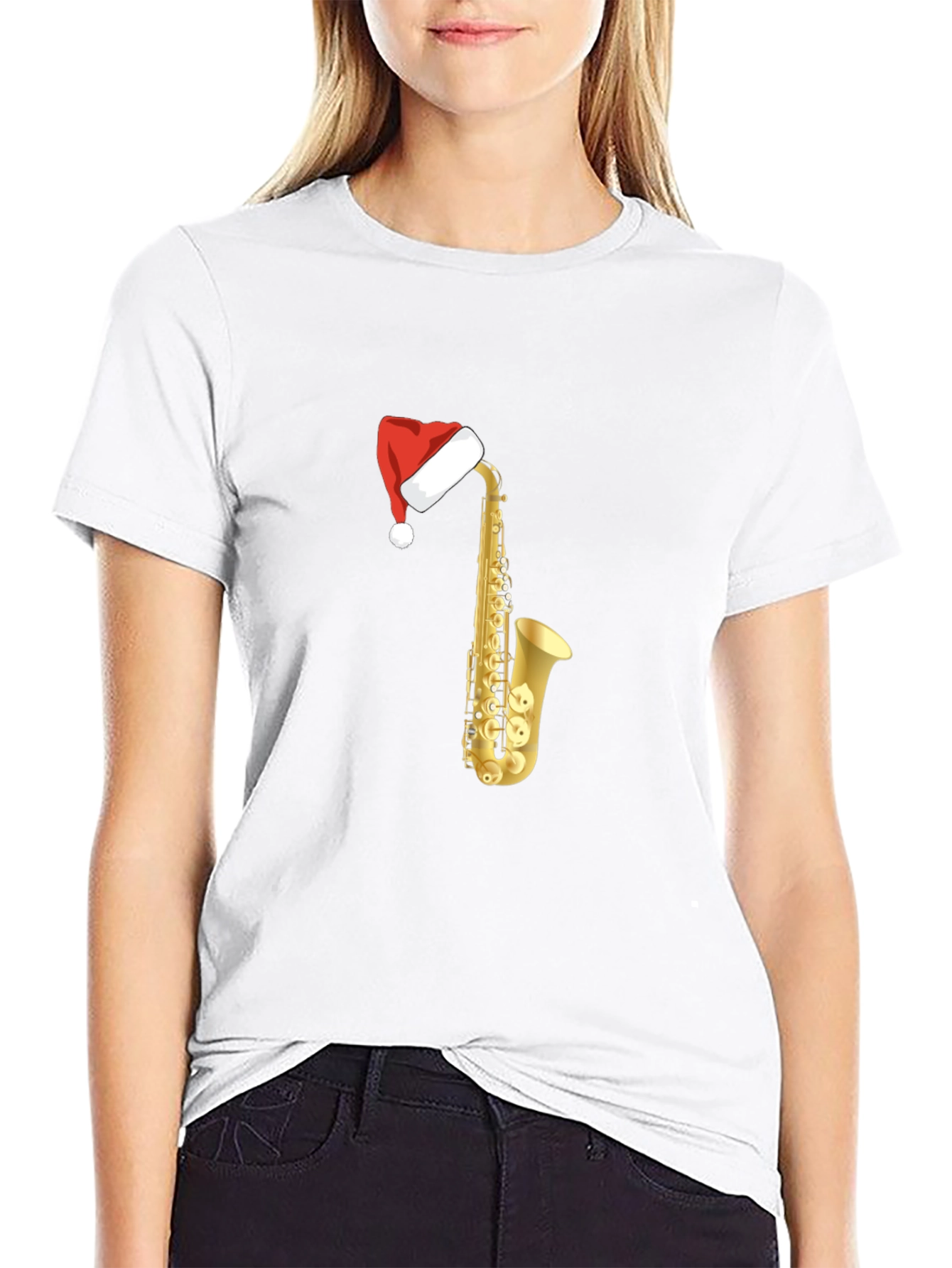 Saxophone Santa Hat T-Shirt
