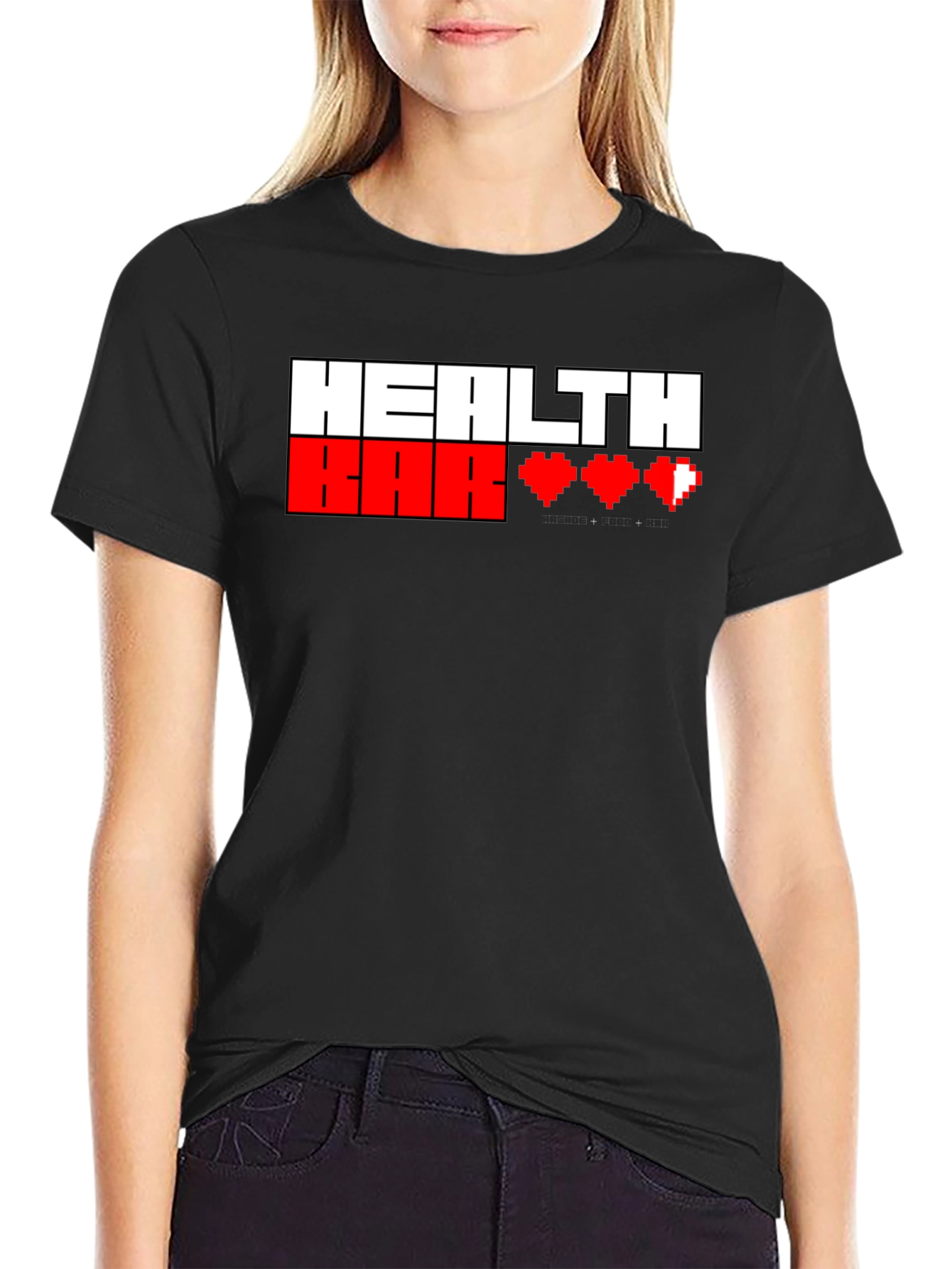 Gamer Health Bar T-Shirt - Pixel Heart Design