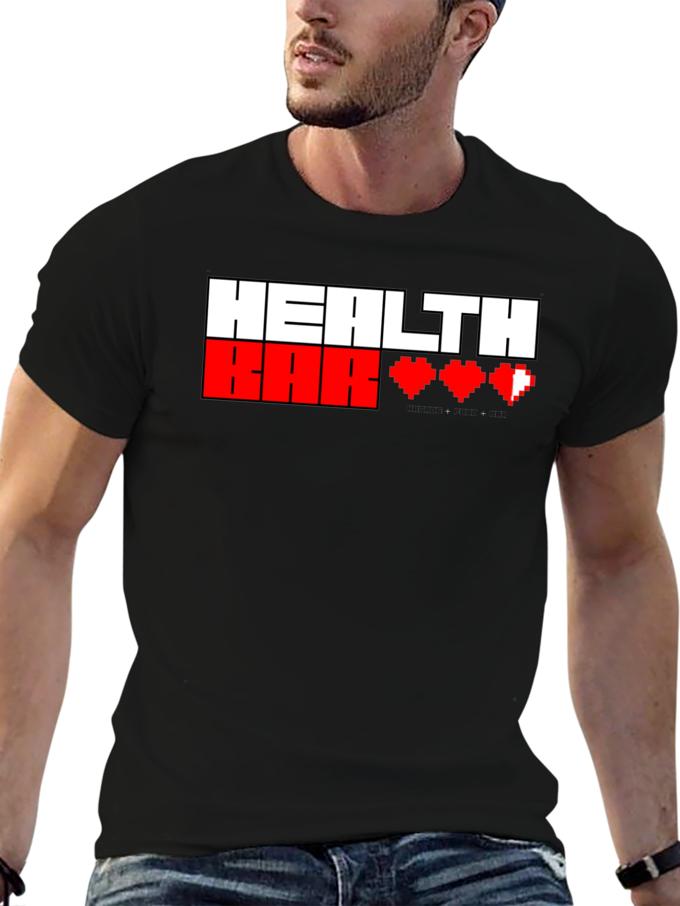 Gamer Health Bar T-Shirt - Pixel Heart Design