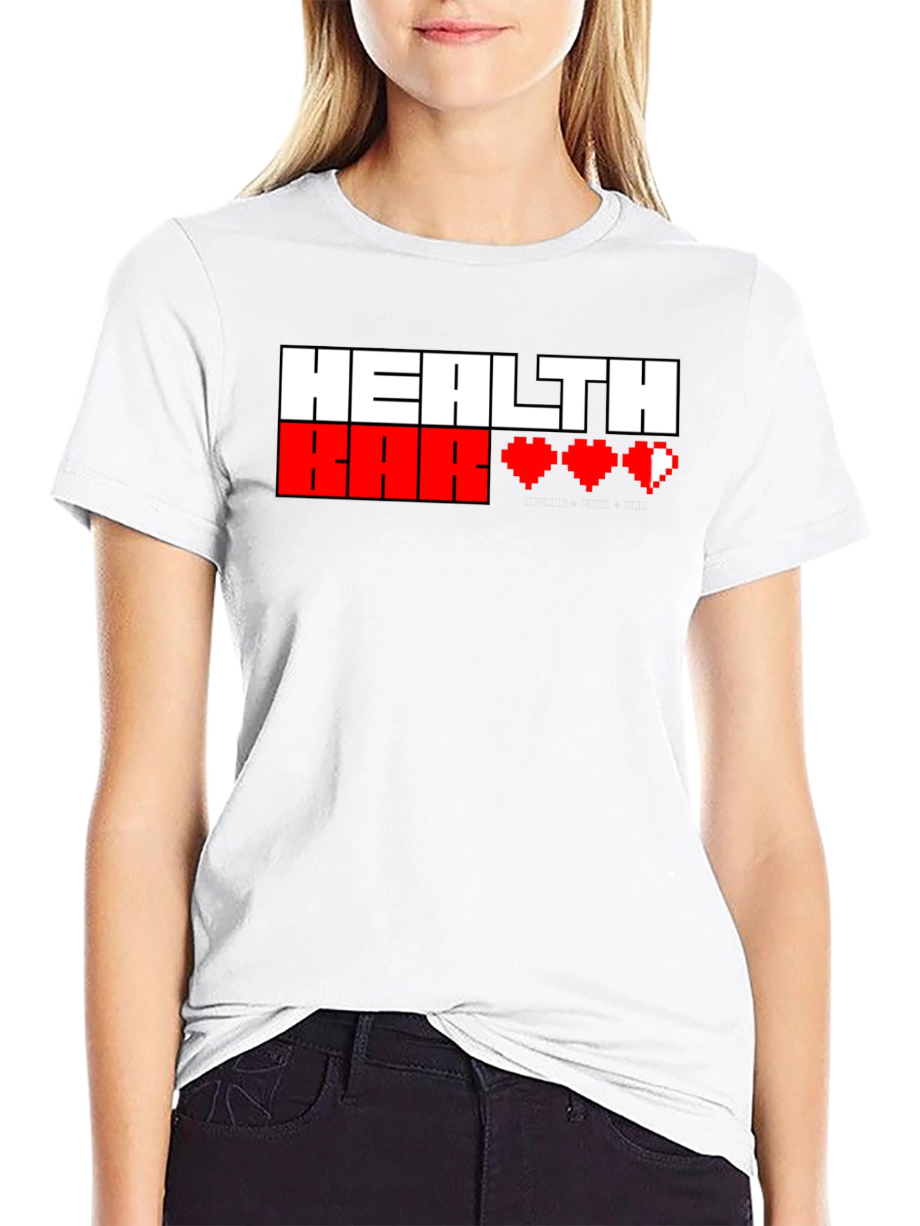 Gamer Health Bar T-Shirt - Pixel Heart Design