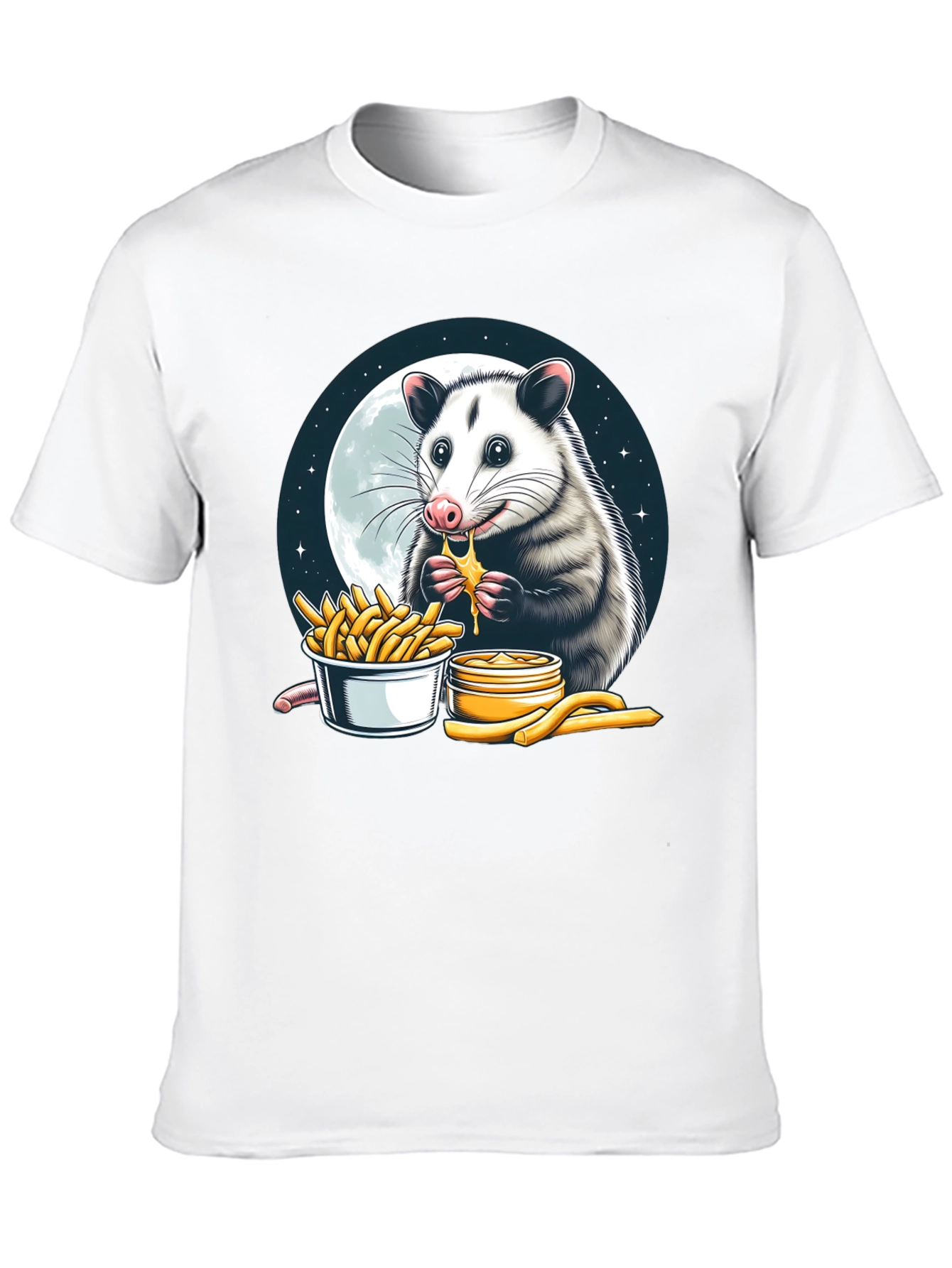 Opossum Eating Cheese Fries Graphic Tee