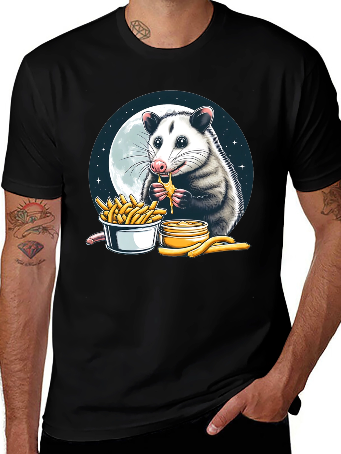 Opossum Eating Cheese Fries Graphic Tee