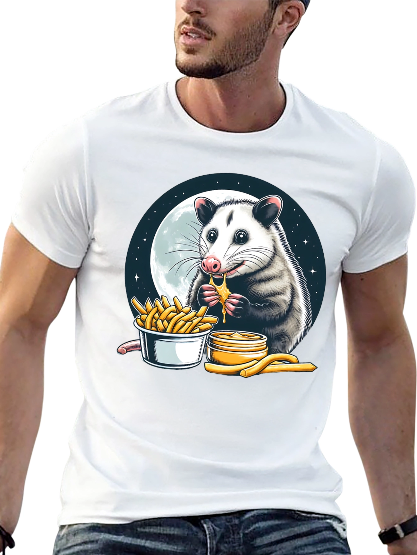 Opossum Eating Cheese Fries Graphic Tee