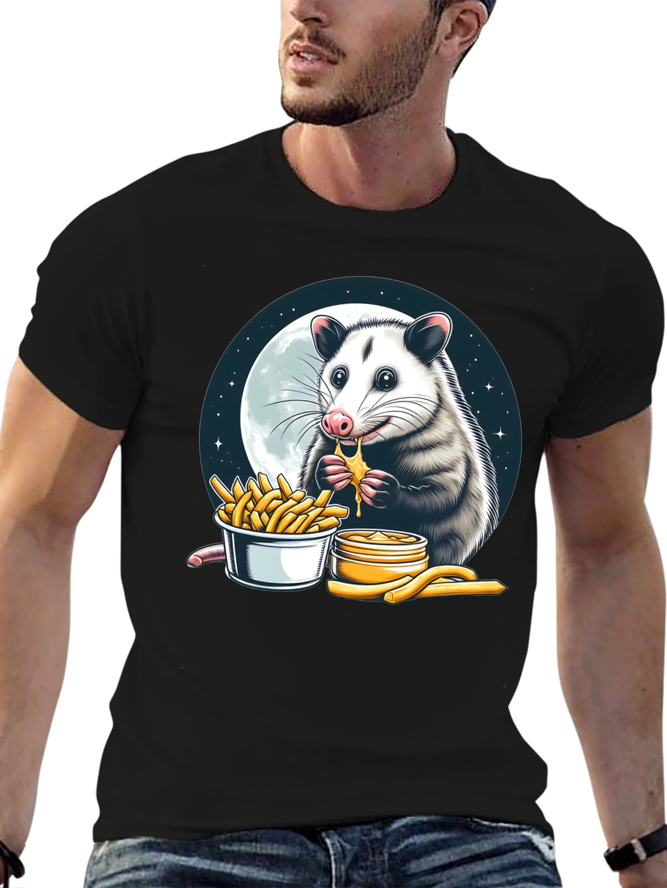 Opossum Eating Cheese Fries Graphic Tee