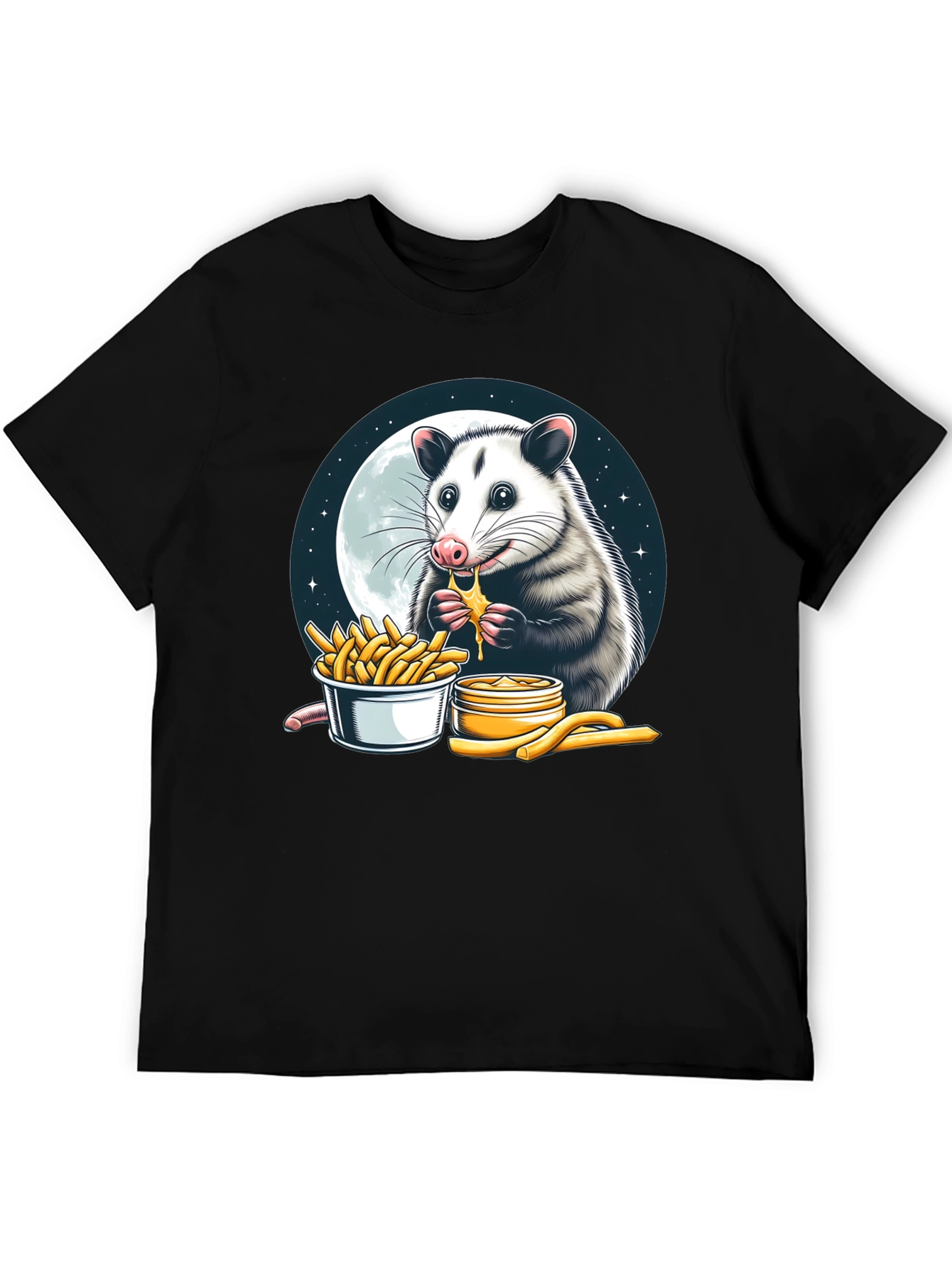 Opossum Eating Cheese Fries Graphic Tee