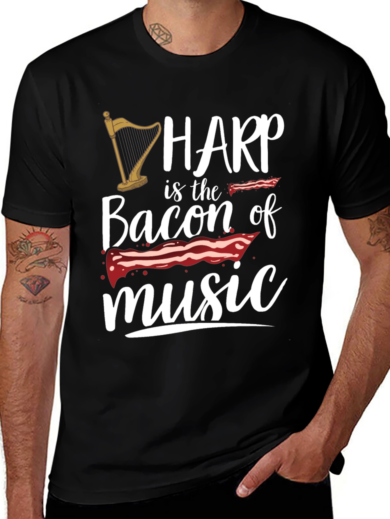 Harp Music Lover T-Shirt - Bacon of Music