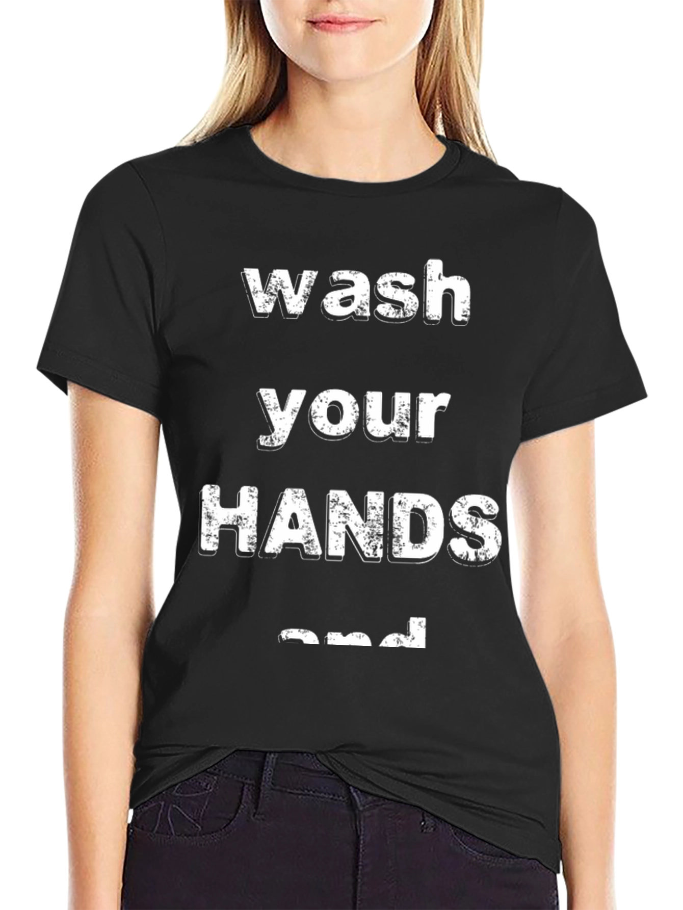 Wash Your Hands Graphic Tee - Black Casual T-Shirt
