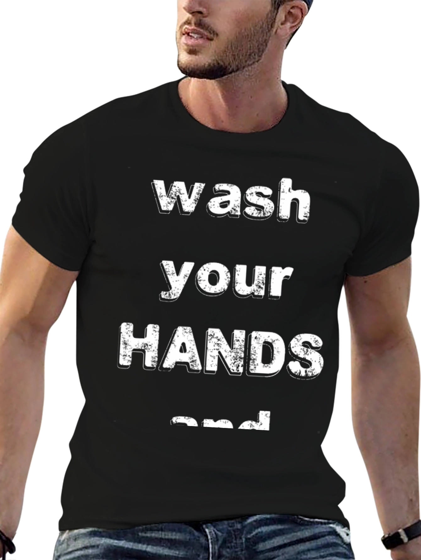 Wash Your Hands Graphic Tee - Black Casual T-Shirt