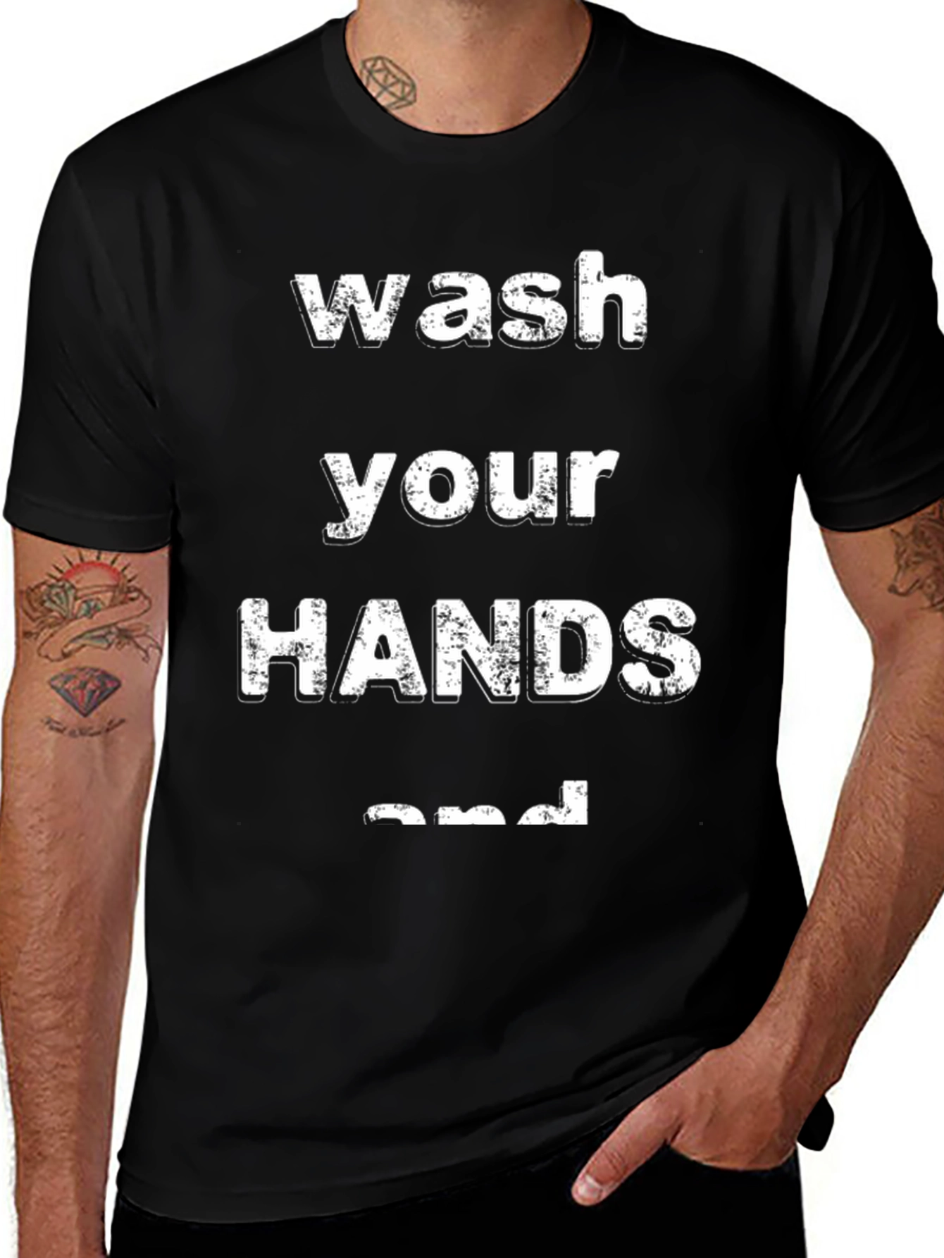 Wash Your Hands Graphic Tee - Black Casual T-Shirt