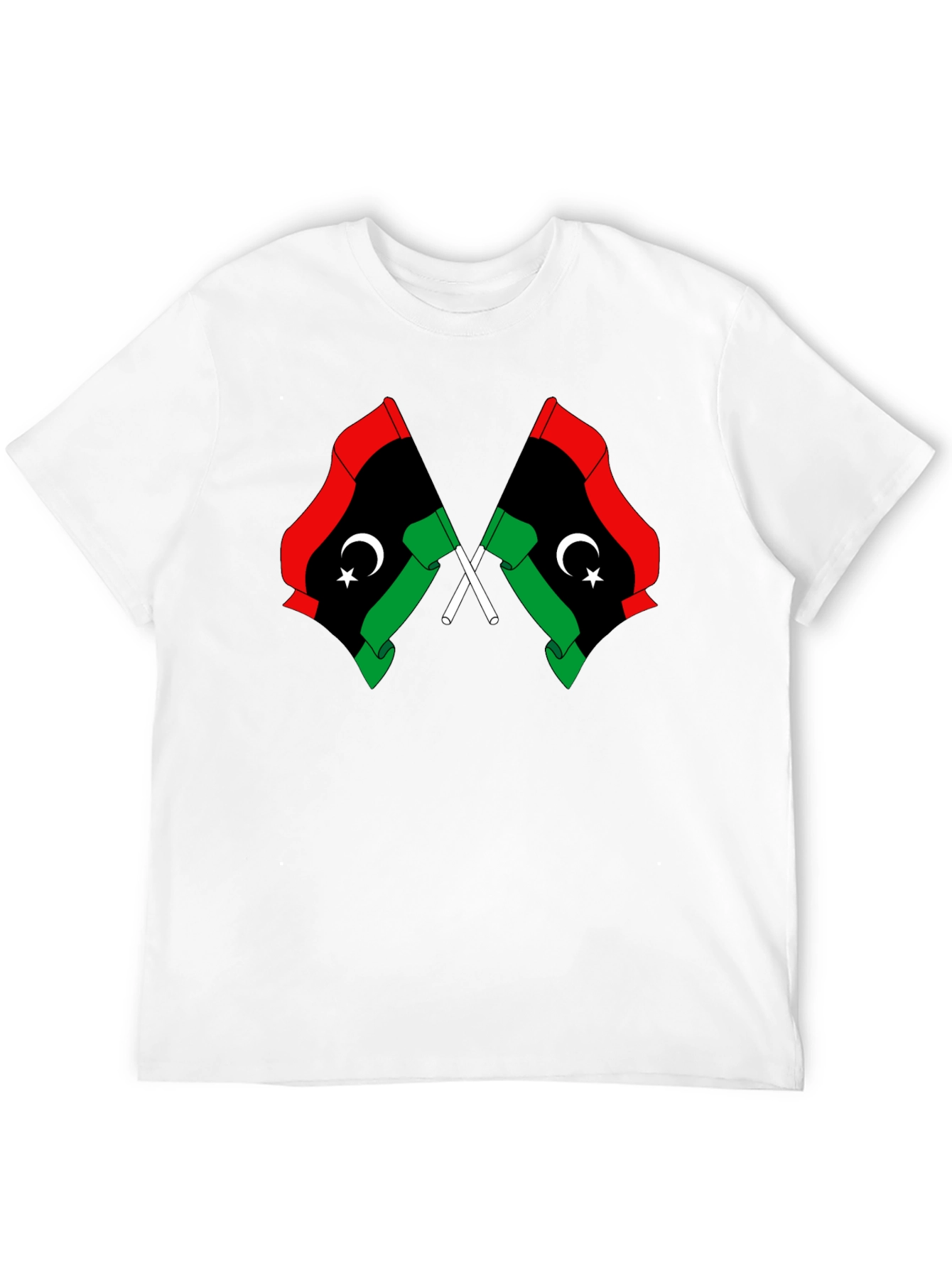 Libya Flag Graphic Tee - Black Cotton T-Shirt