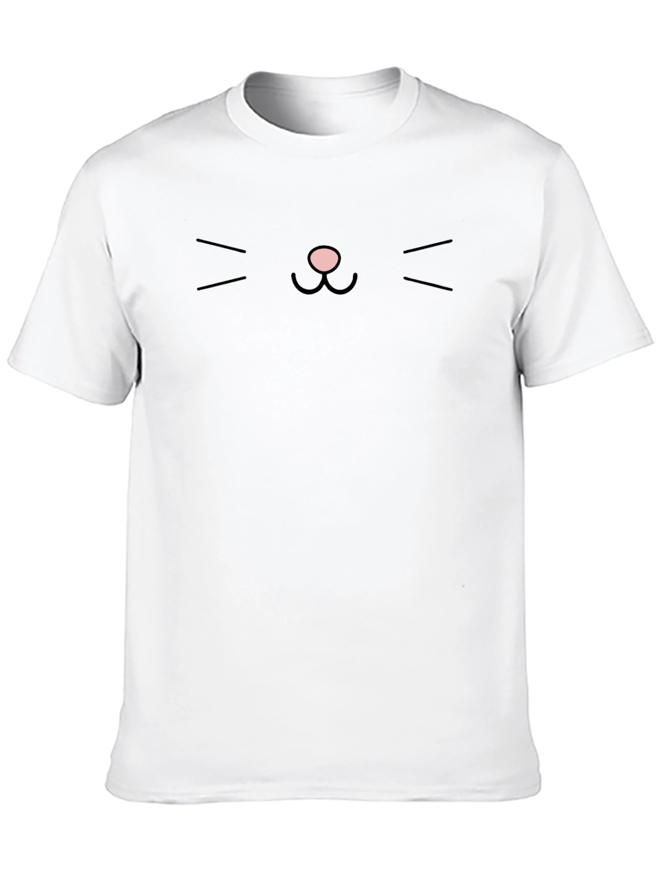 Minimalist Cat Face Graphic Tee - Black