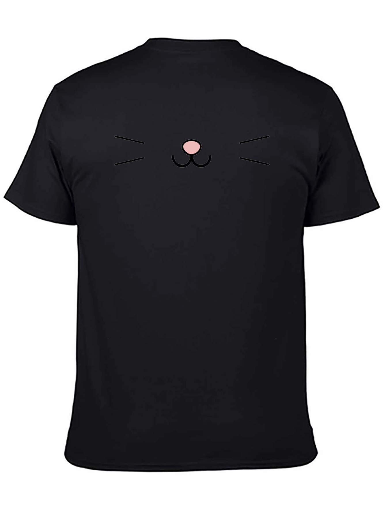 Minimalist Cat Face Graphic Tee - Black