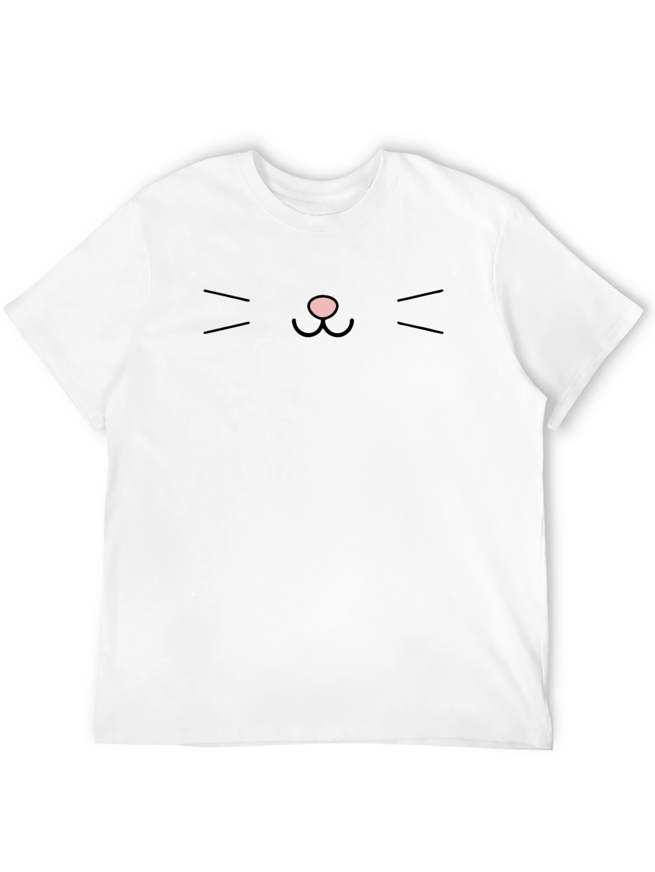 Minimalist Cat Face Graphic Tee - Black