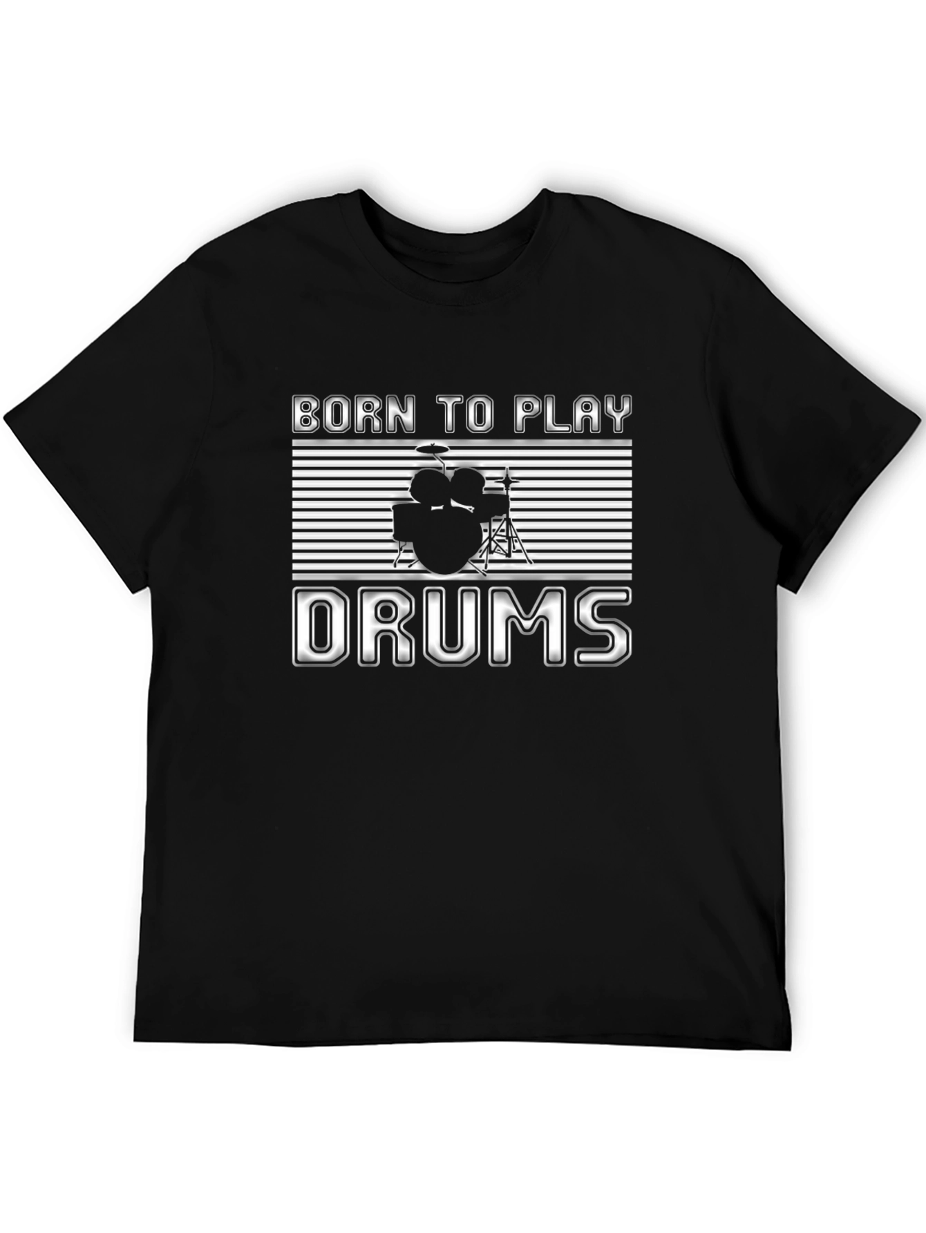 Born to Play Drums Black Graphic T-Shirt