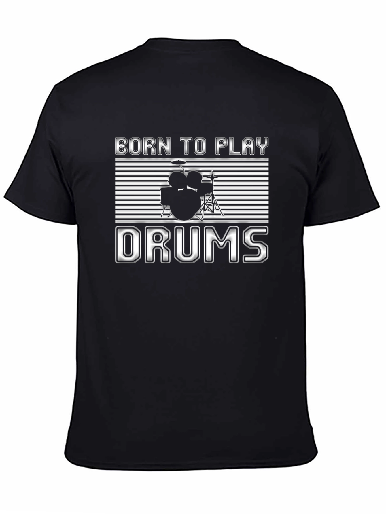 Born to Play Drums Black Graphic T-Shirt