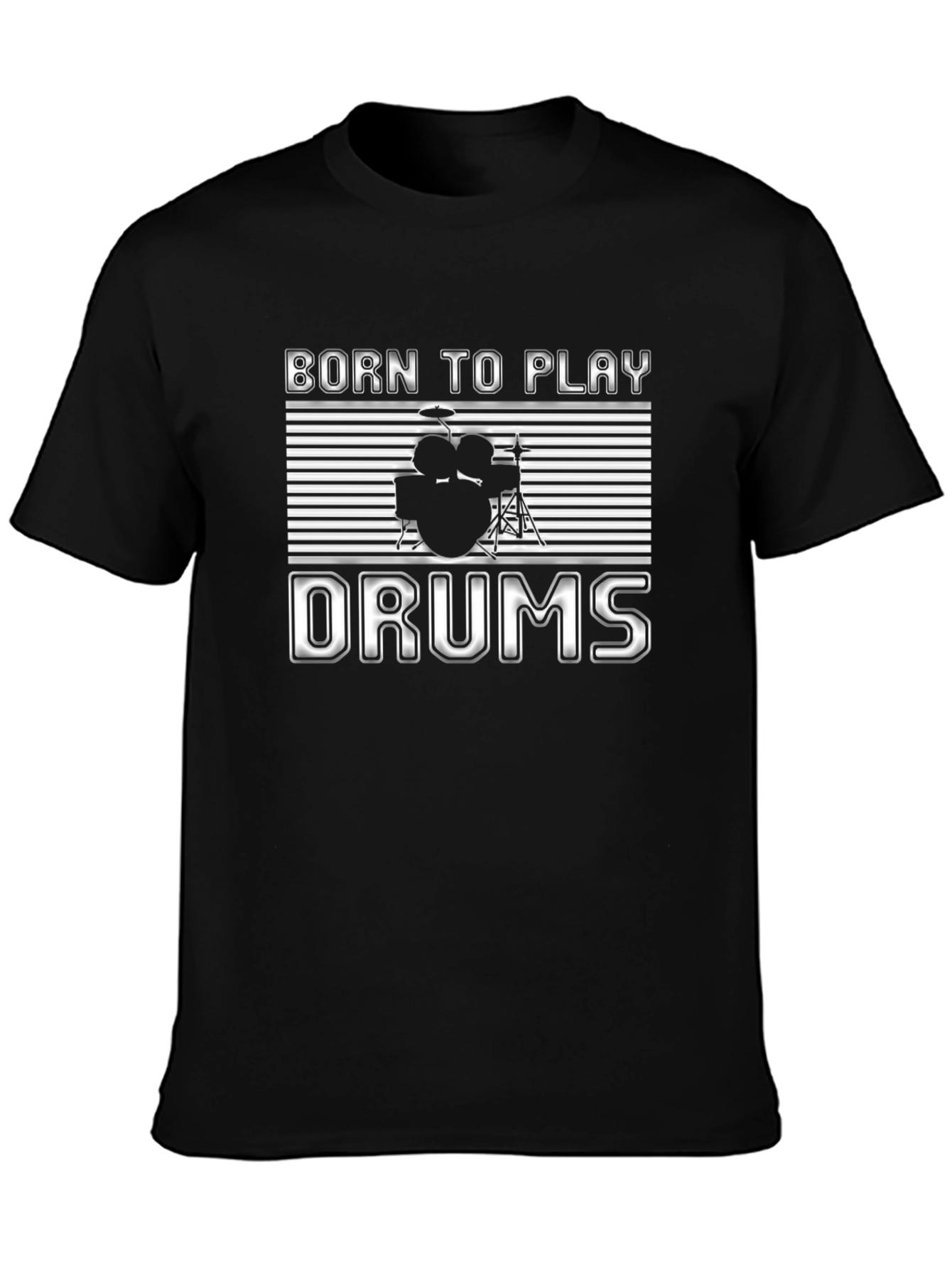 Born to Play Drums Black Graphic T-Shirt