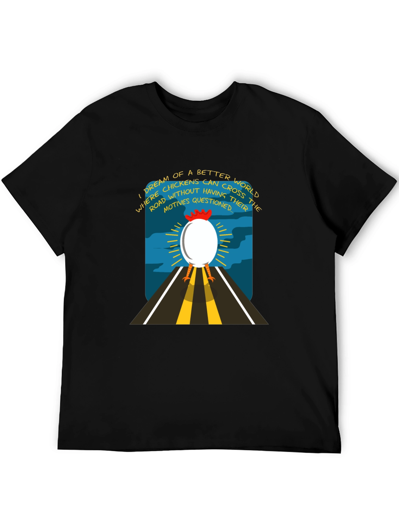 Funny Chicken Crossing Road Graphic T-Shirt
