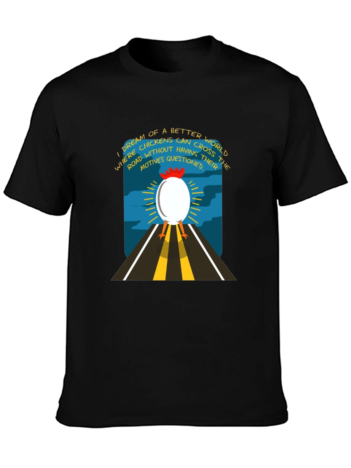 Funny Chicken Crossing Road Graphic T-Shirt