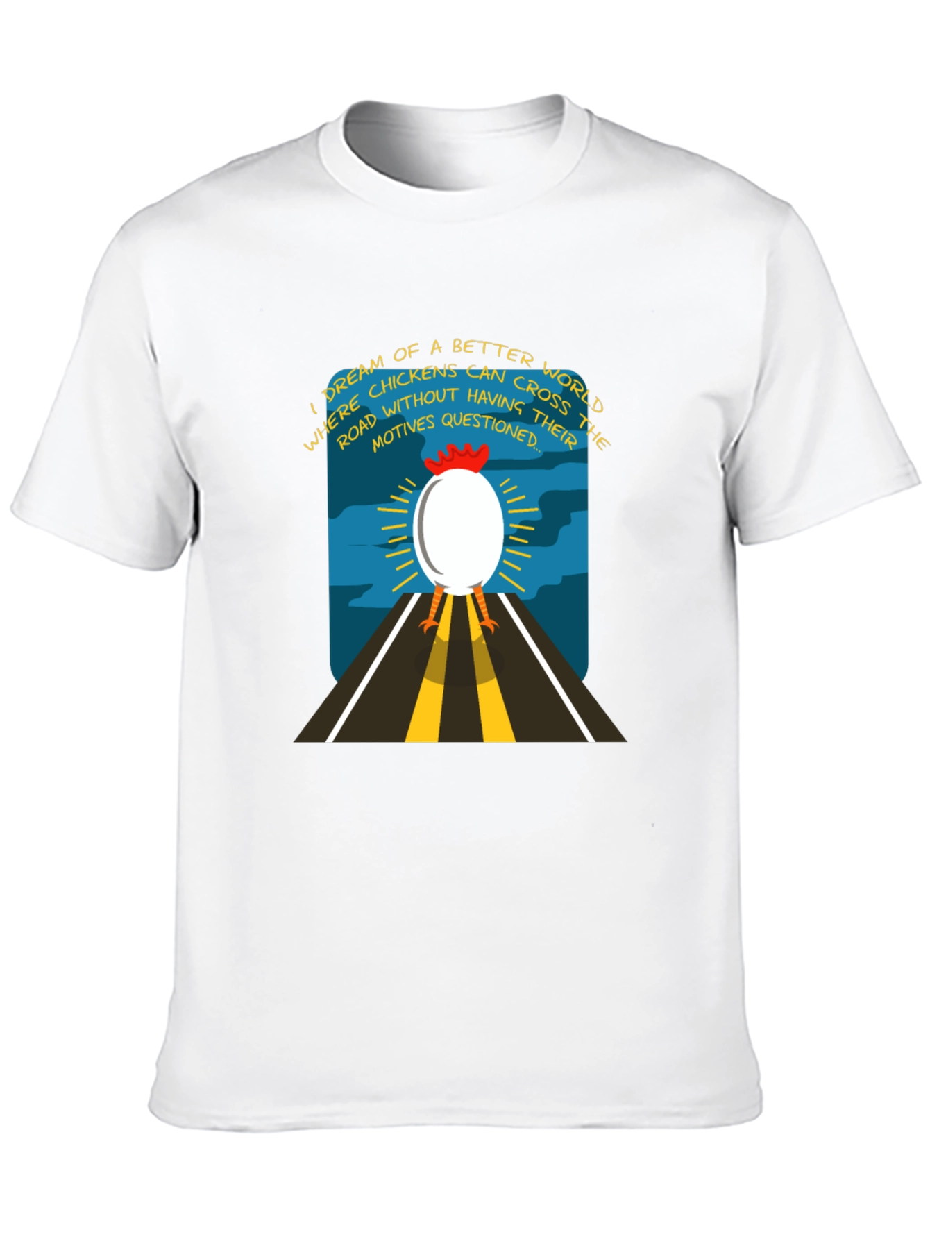 Funny Chicken Crossing Road Graphic T-Shirt