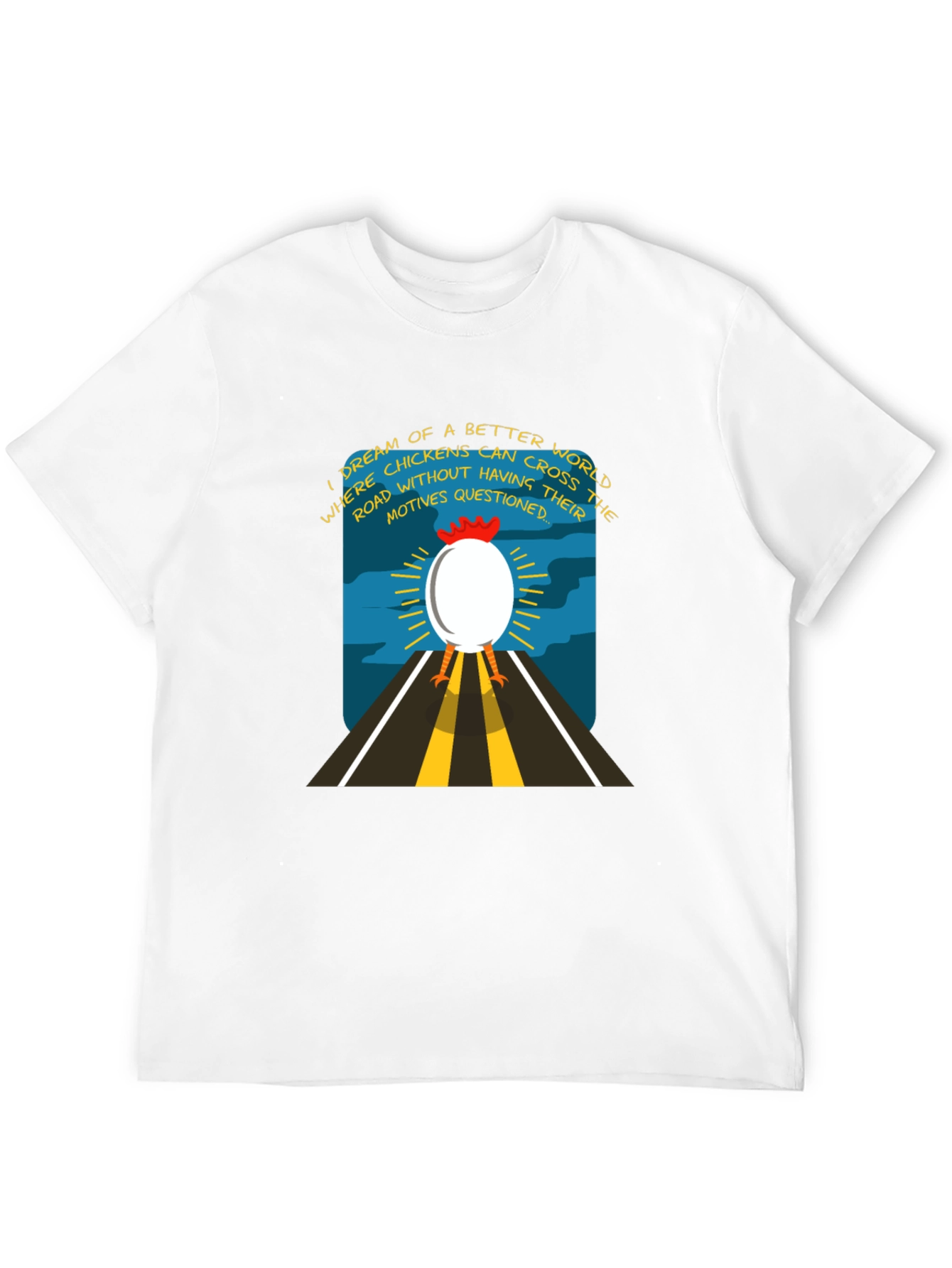 Funny Chicken Crossing Road Graphic T-Shirt