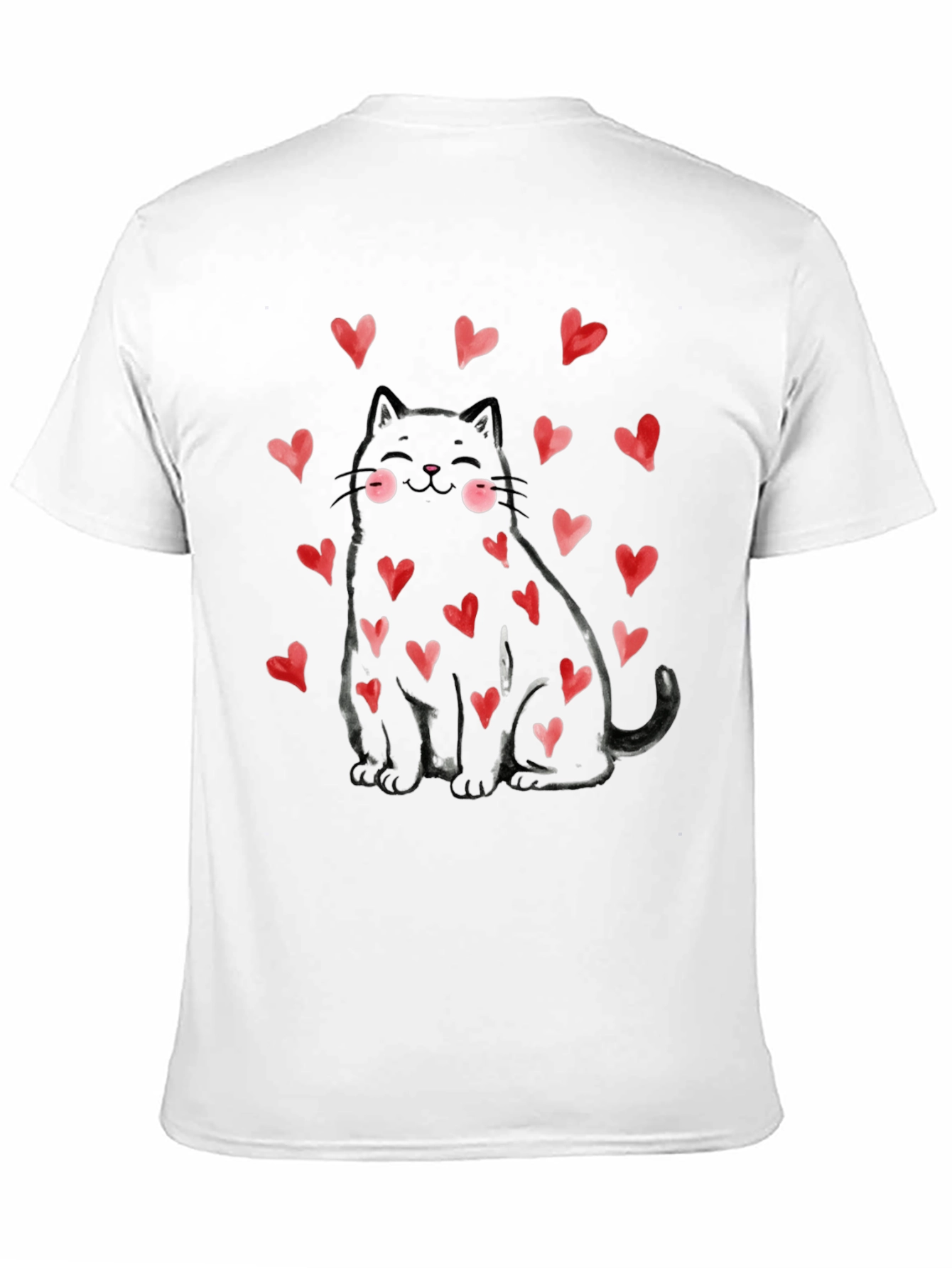 Black Cat with Hearts Graphic Tee