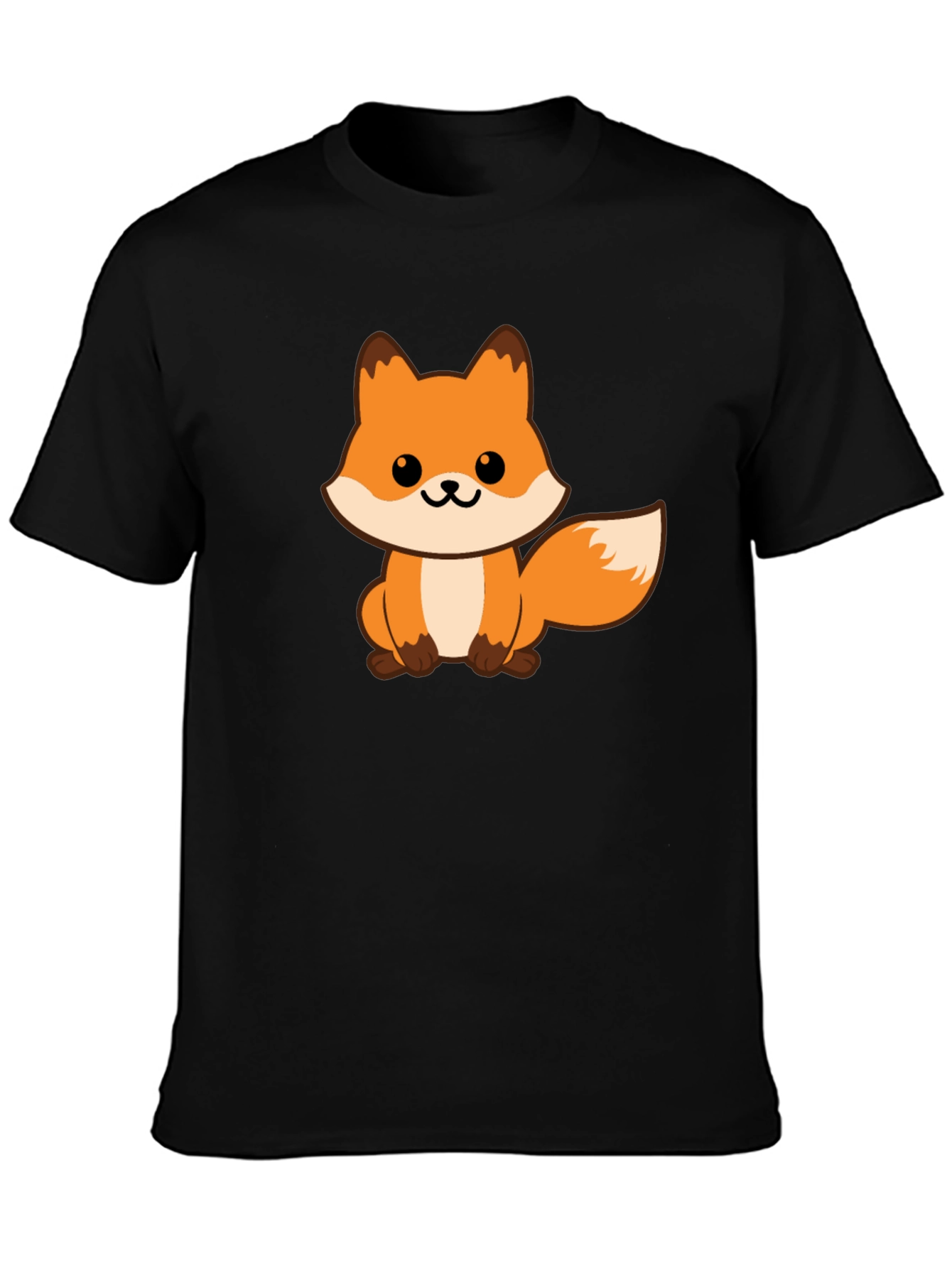 Cute Fox Graphic Black T-Shirt