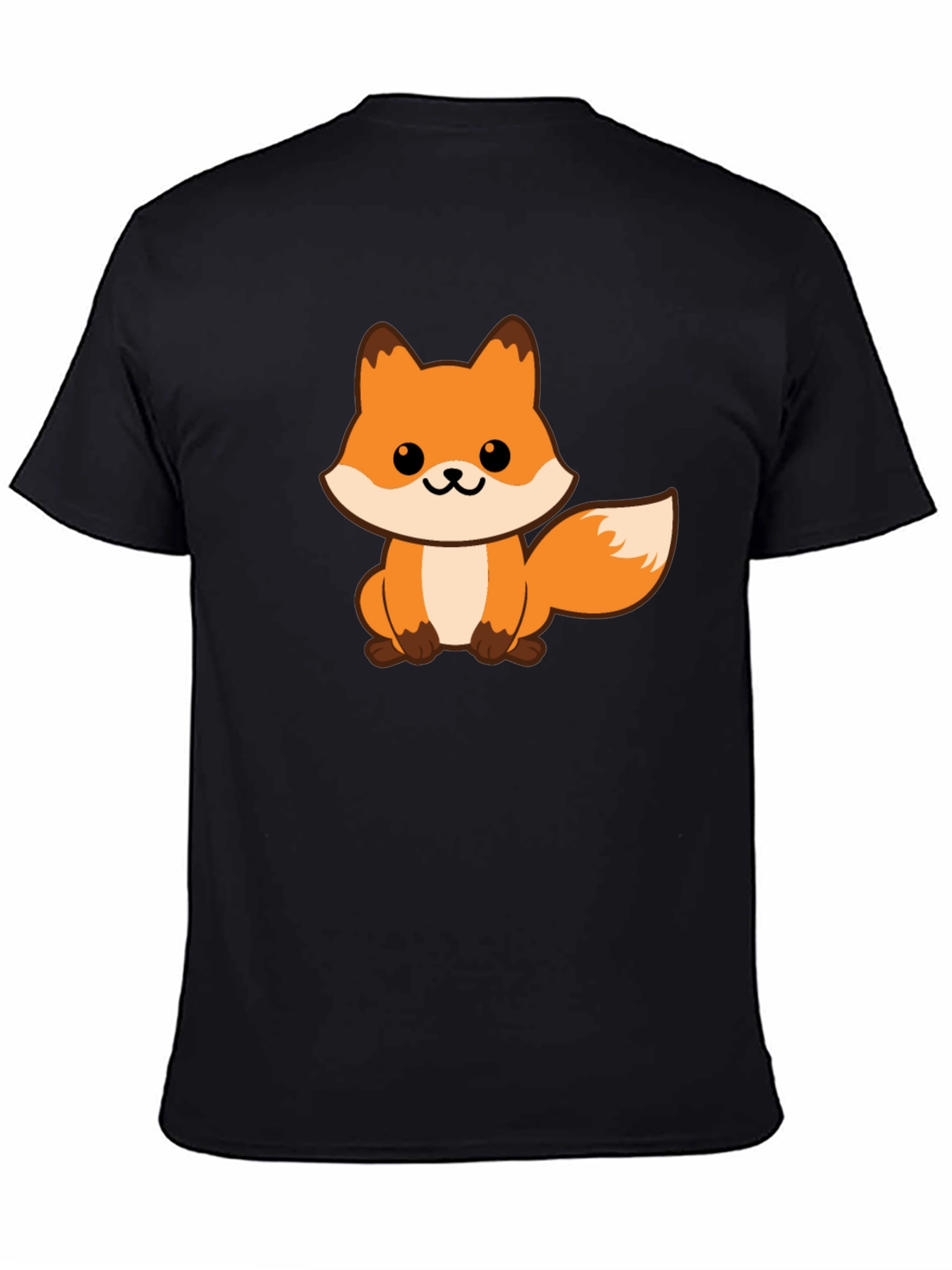 Cute Fox Graphic Black T-Shirt