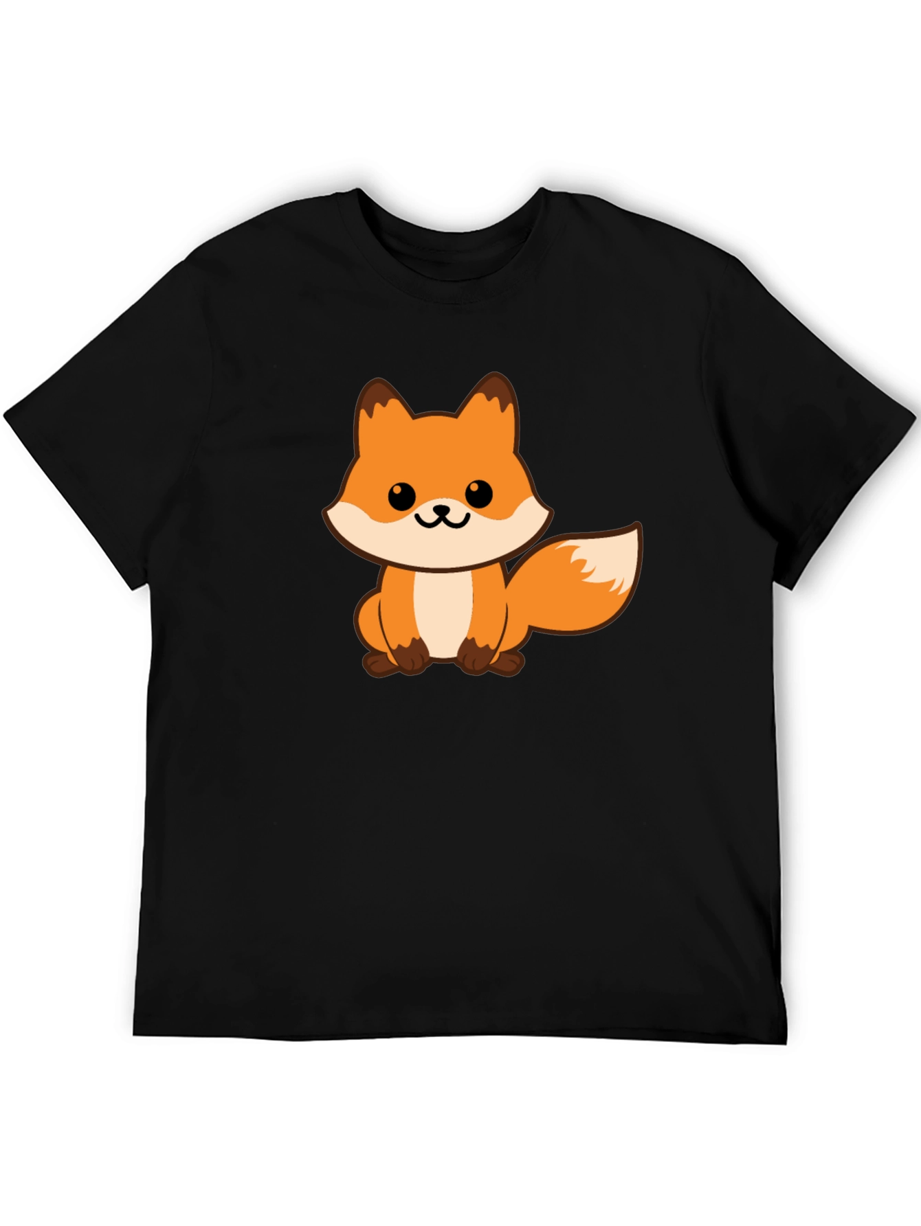 Cute Fox Graphic Black T-Shirt