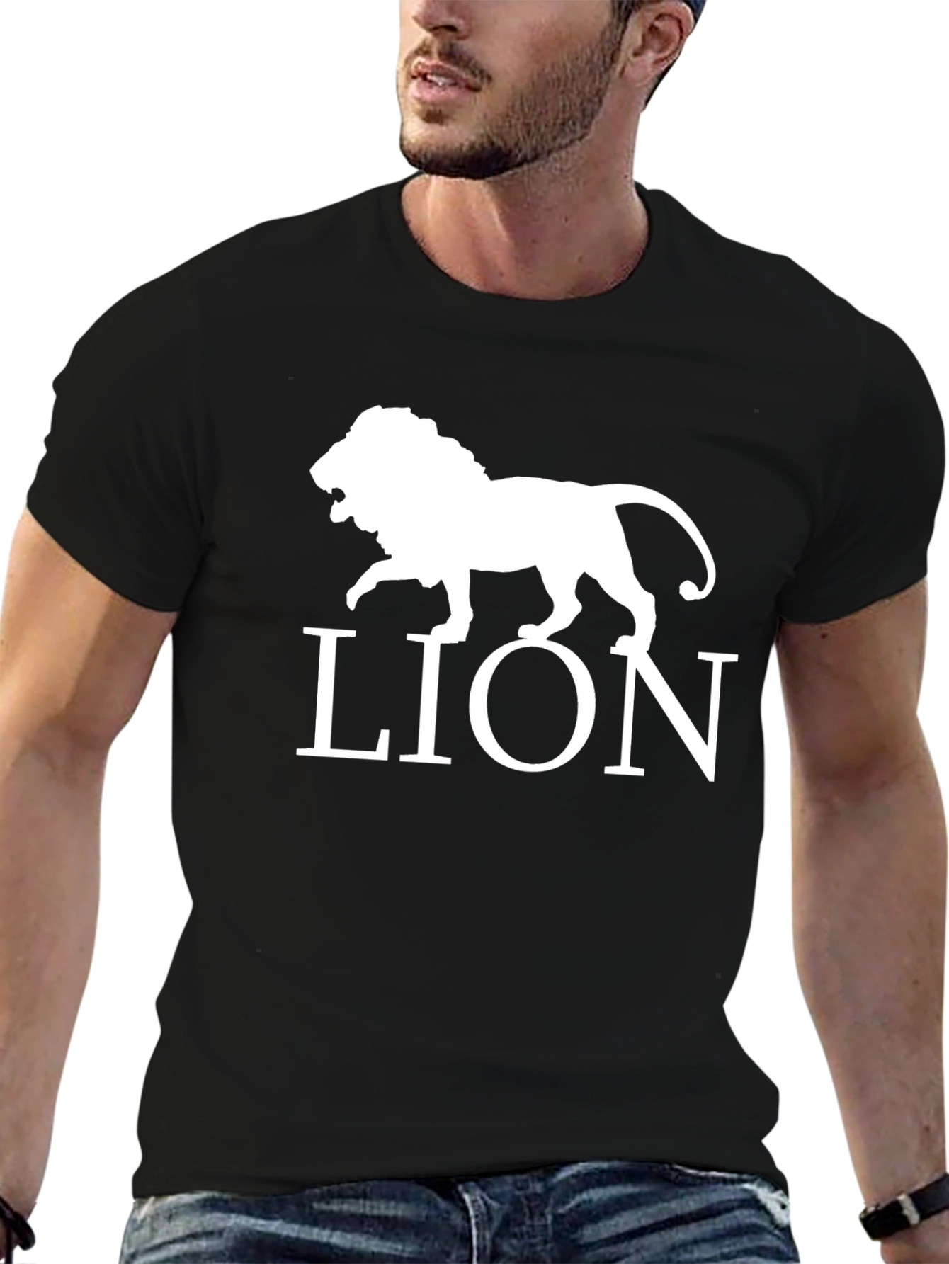 Lion Graphic Print Tee - Bold Animal Design