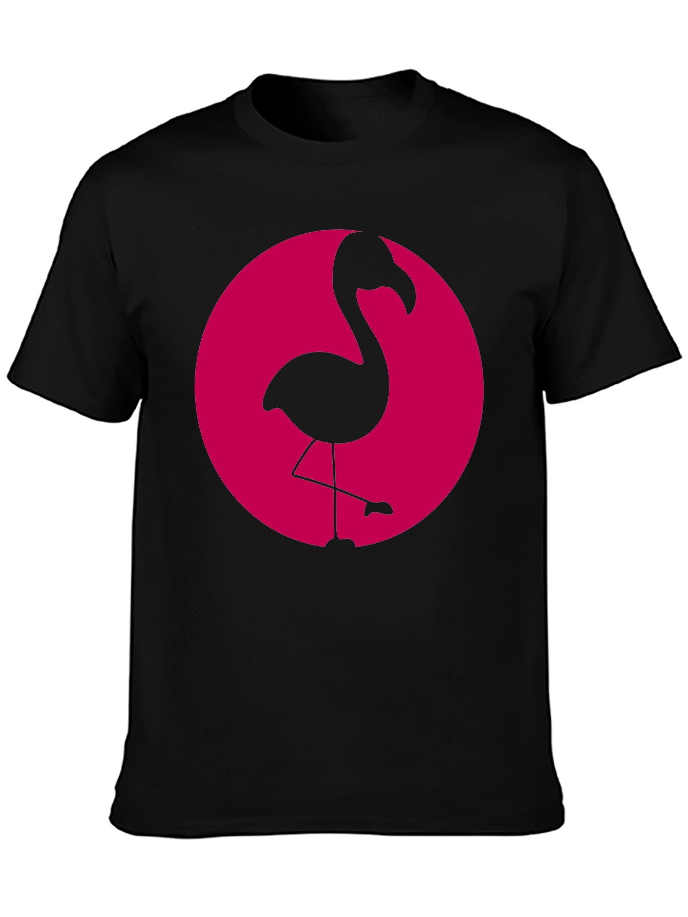 Flamingo Graphic Tee - Black Cotton Casual Shirt