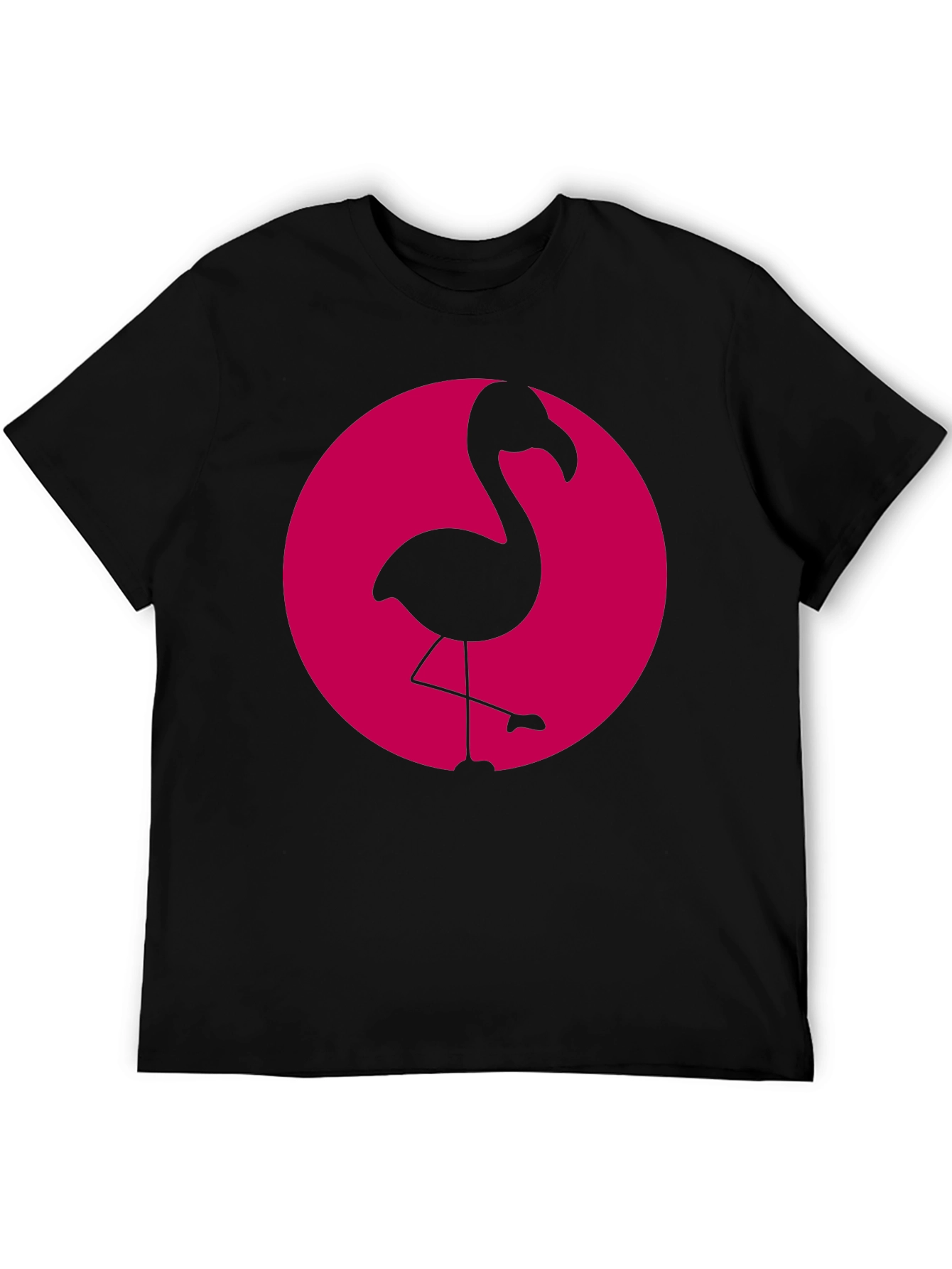 Flamingo Graphic Tee - Black Cotton Casual Shirt