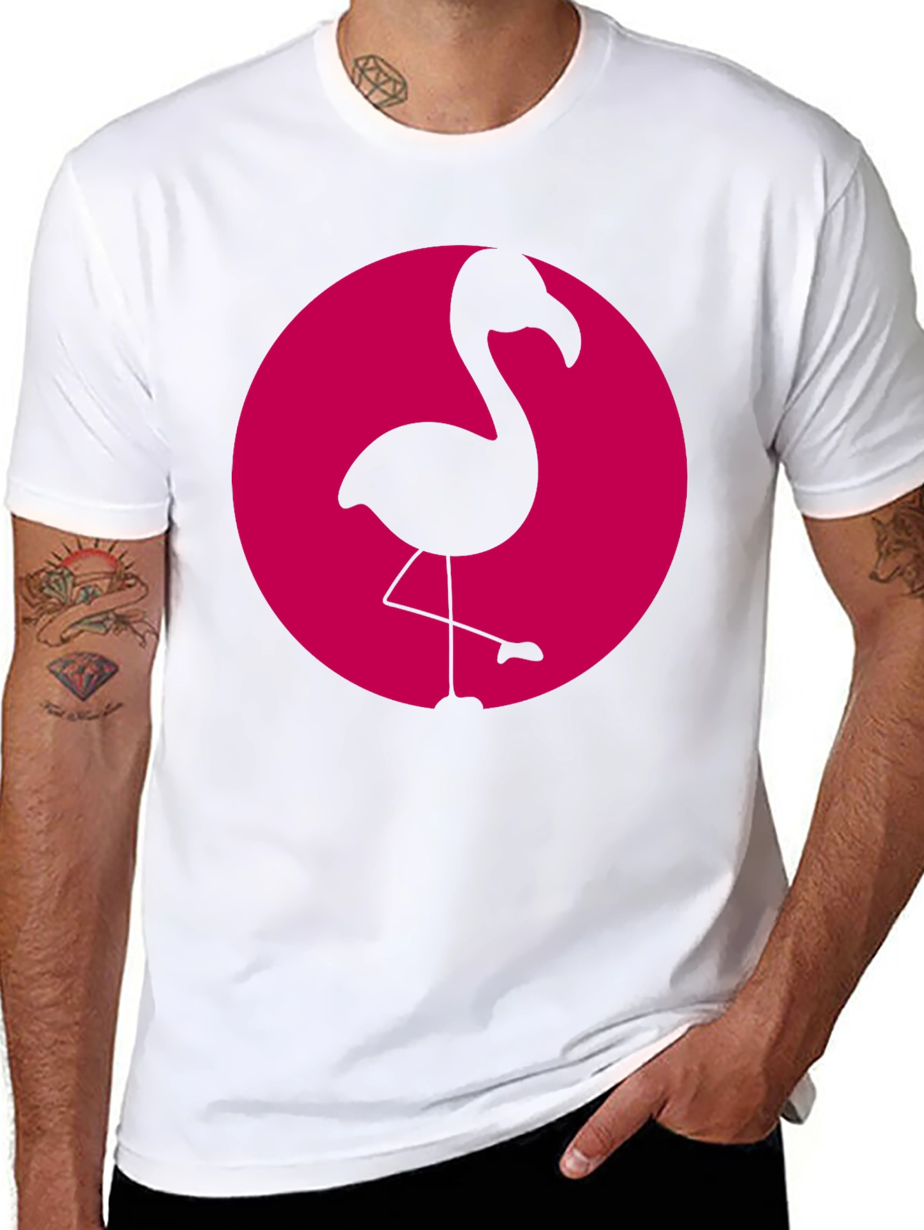 Flamingo Graphic Tee - Black Cotton Casual Shirt