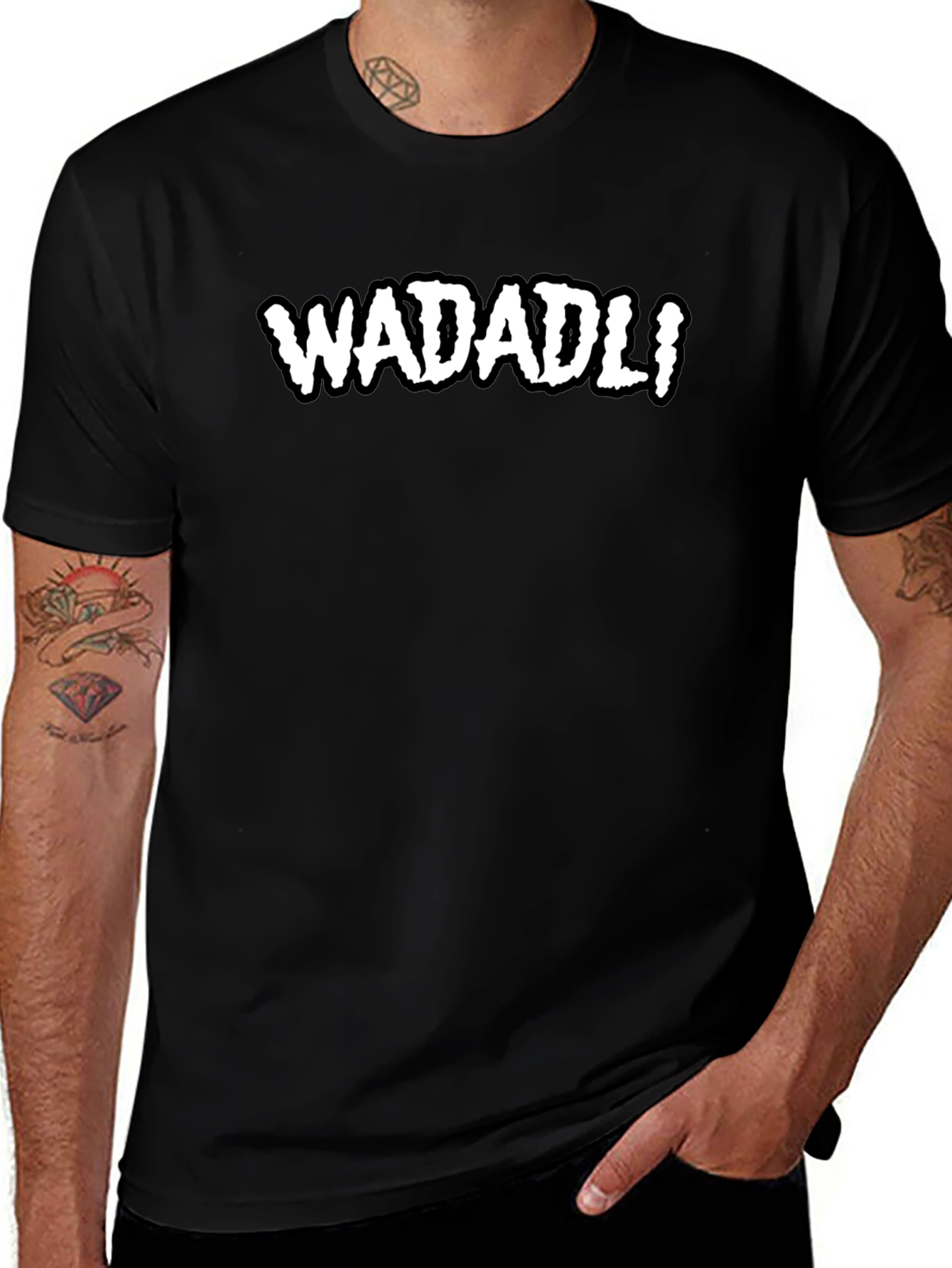 WADADLI Graphic Tee - Black Cotton Comfort T-Shirt